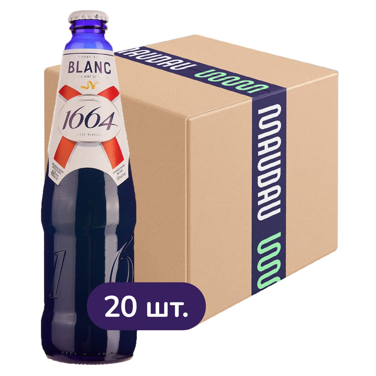 Упаковка пива Kronenbourg 1664 Blanc світле 4.8% 9.2 л (0.46 л х 20 шт.)