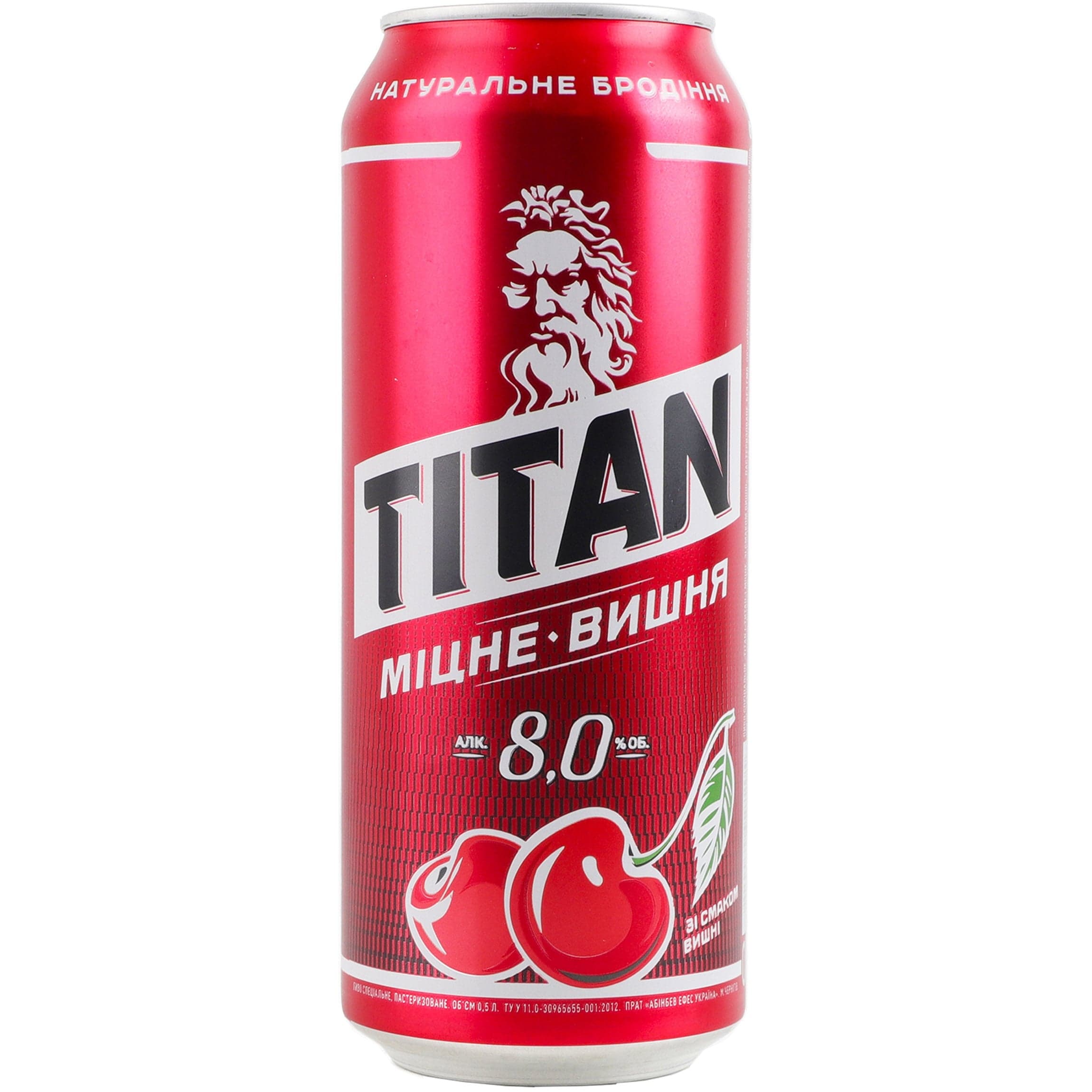 Пиво Чернігівське Titan міцне світле Вишня 8% 0.5 л з/б
