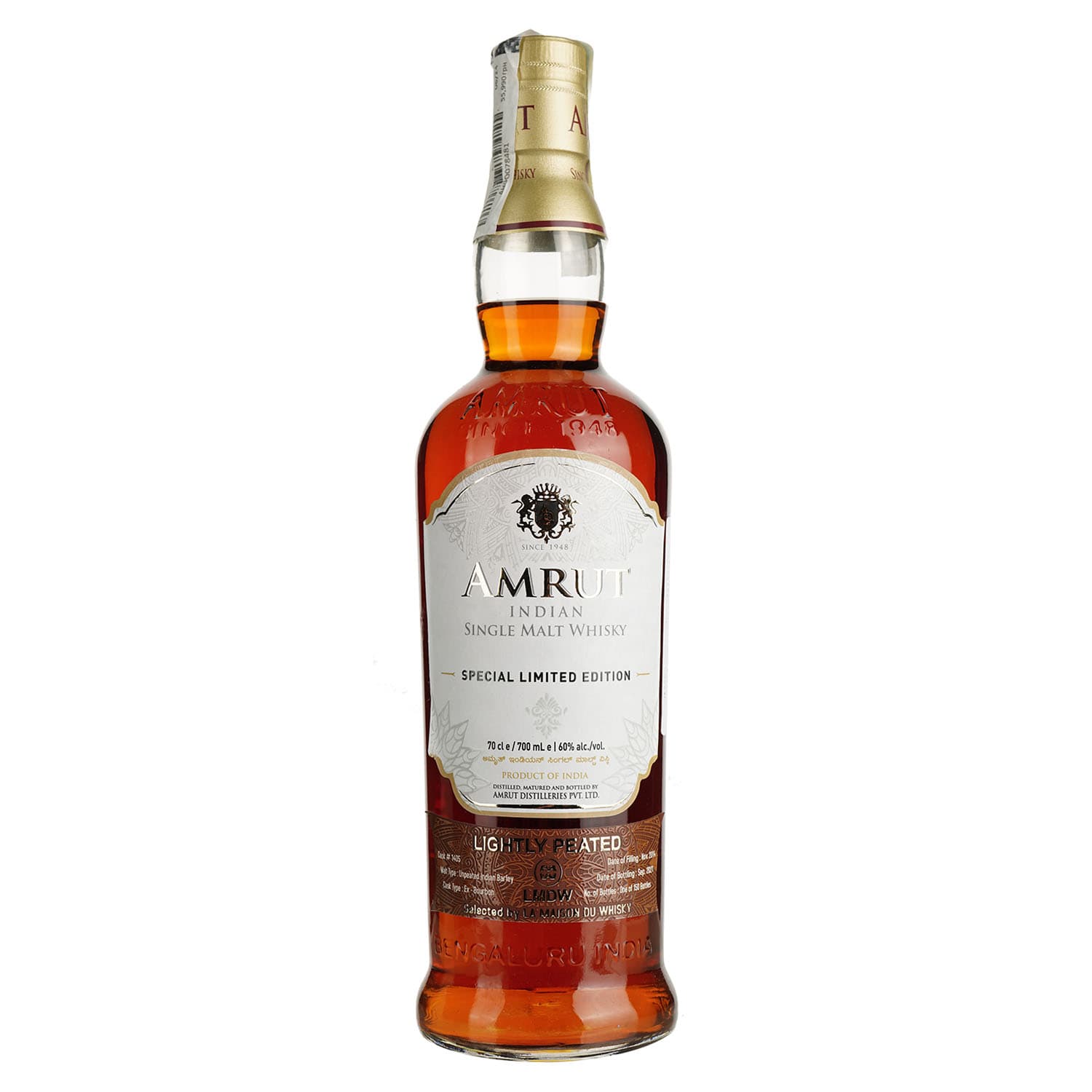 Віскі Amrut Lightly Peated 0.7 л в подарунковій упаковці