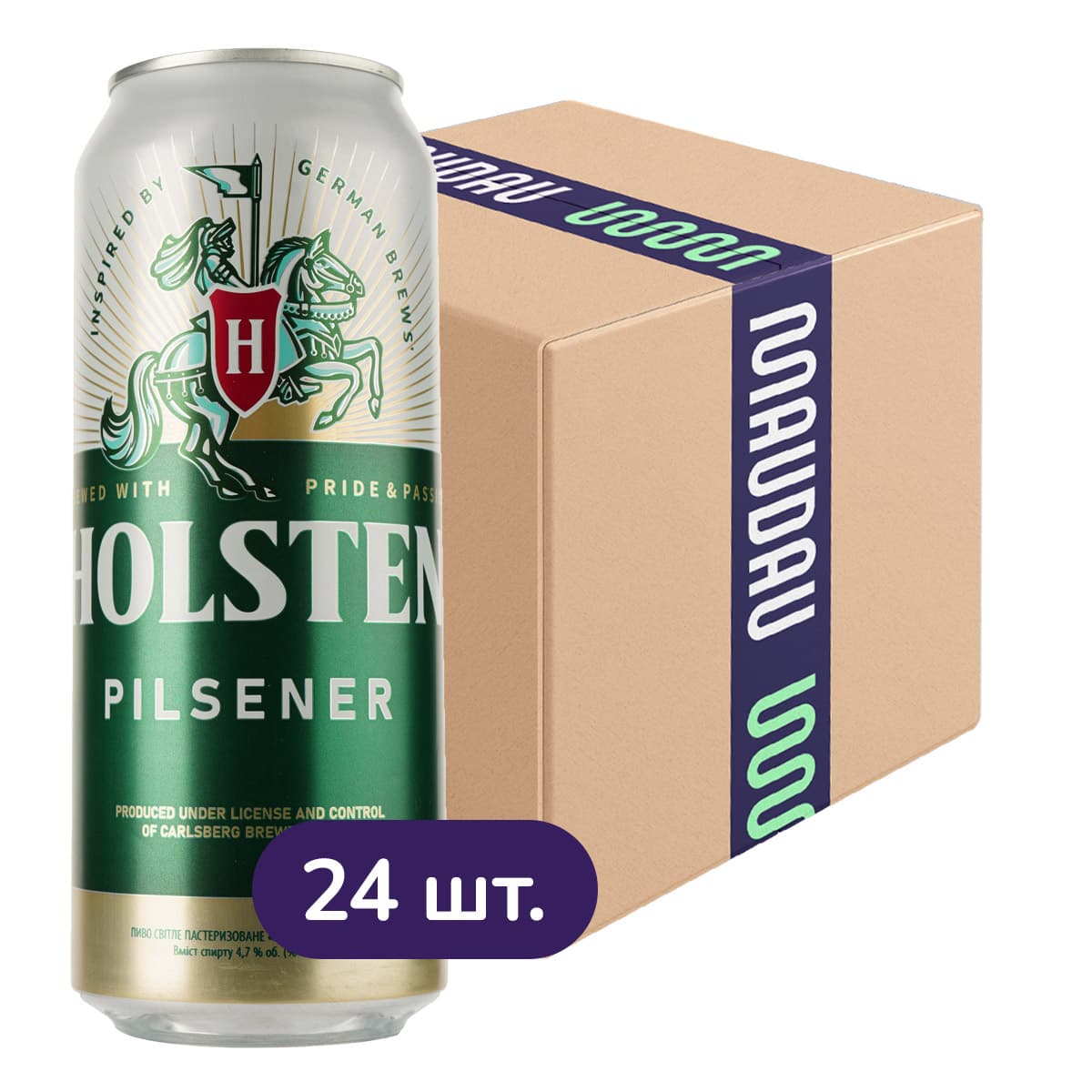 Упаковка пива Holsten Pilsener світле 4.7% 11.52 л (0.48 л х 24 шт.) з/б