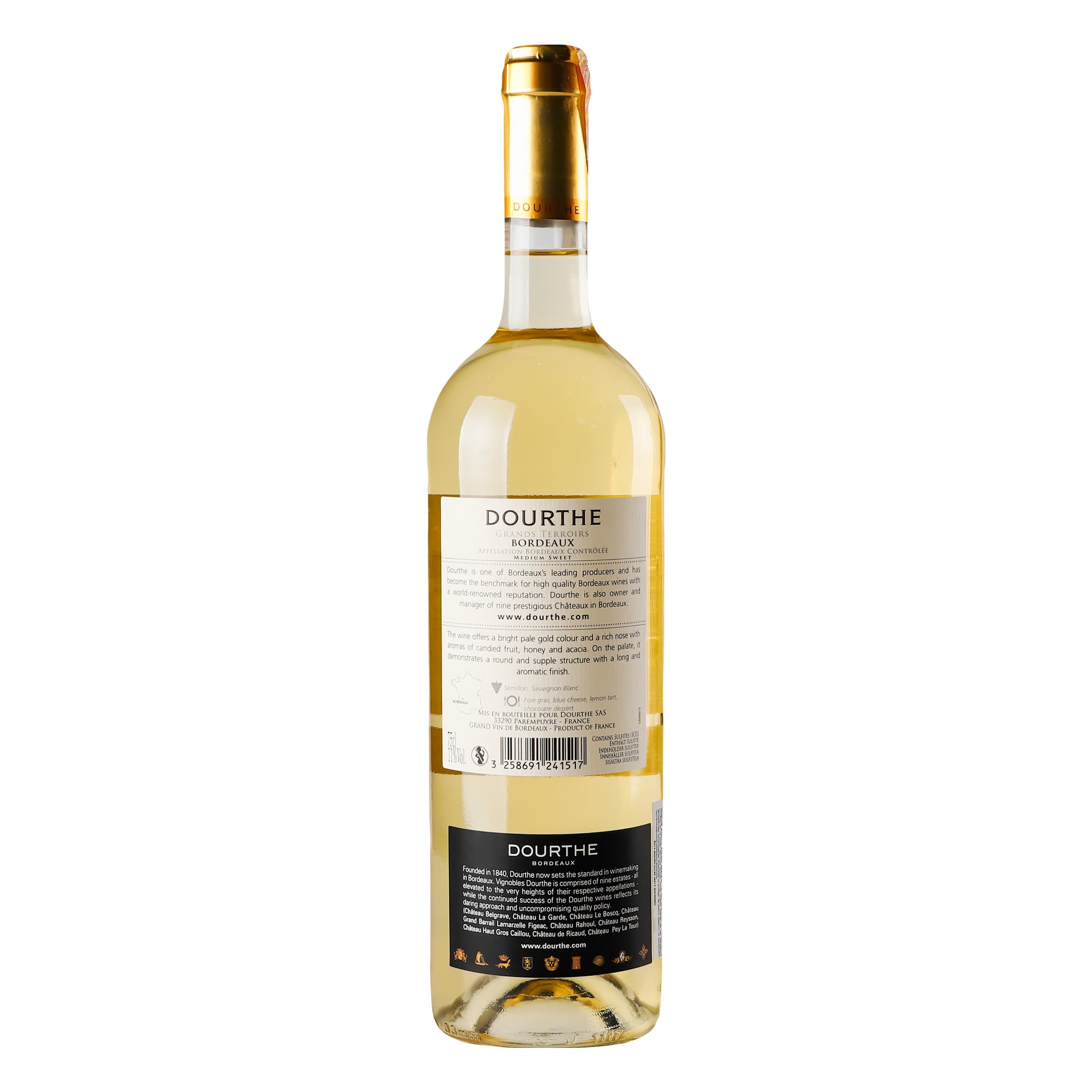 Вино Dourthe Grands Terroirs Bordeaux Blanc moelleux, біле напівсолодке, 11%, 0,75 л