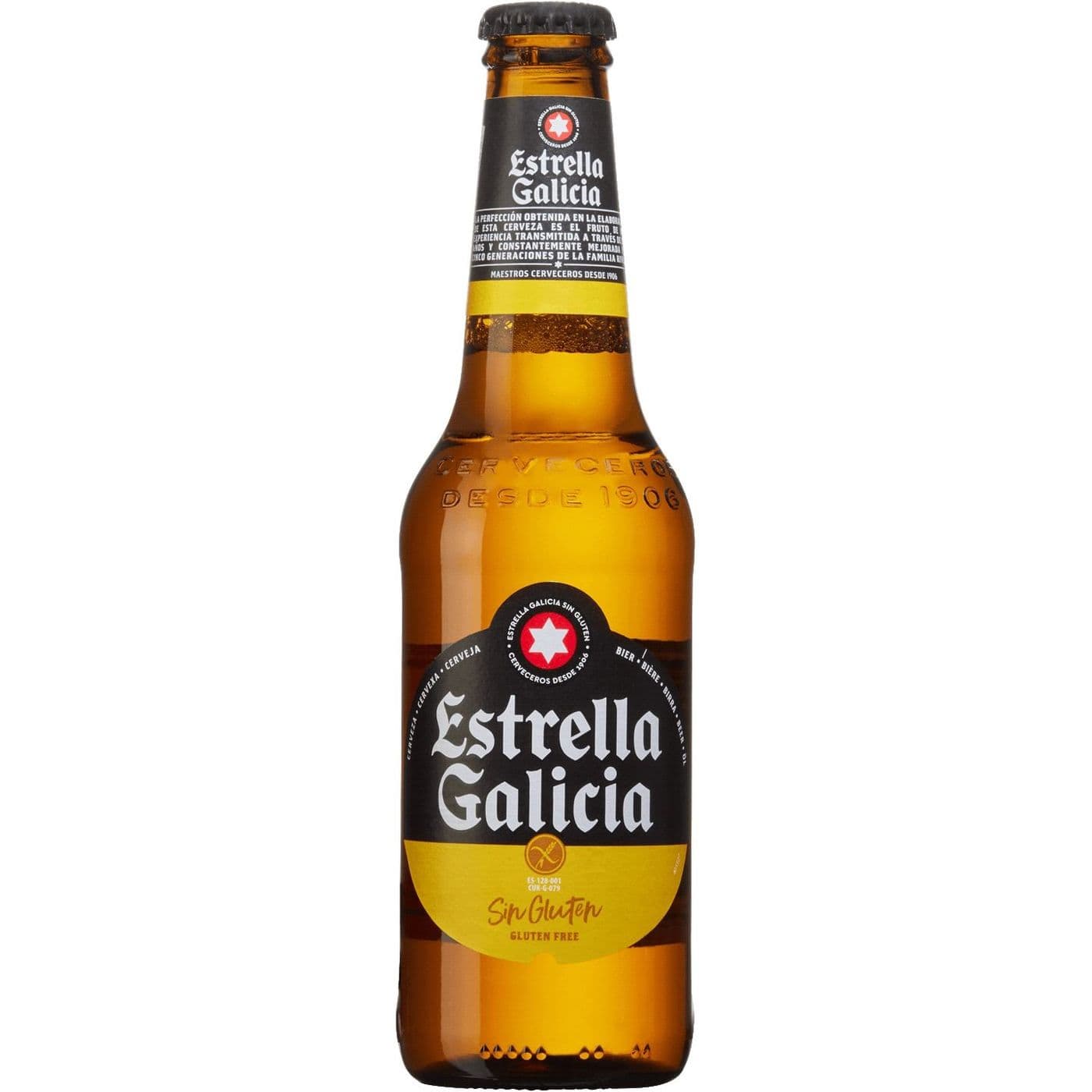 Упаковка пива Estrella Galicia світле без глютену 5.5% 1.98 л (0.33 л x 6 шт.)