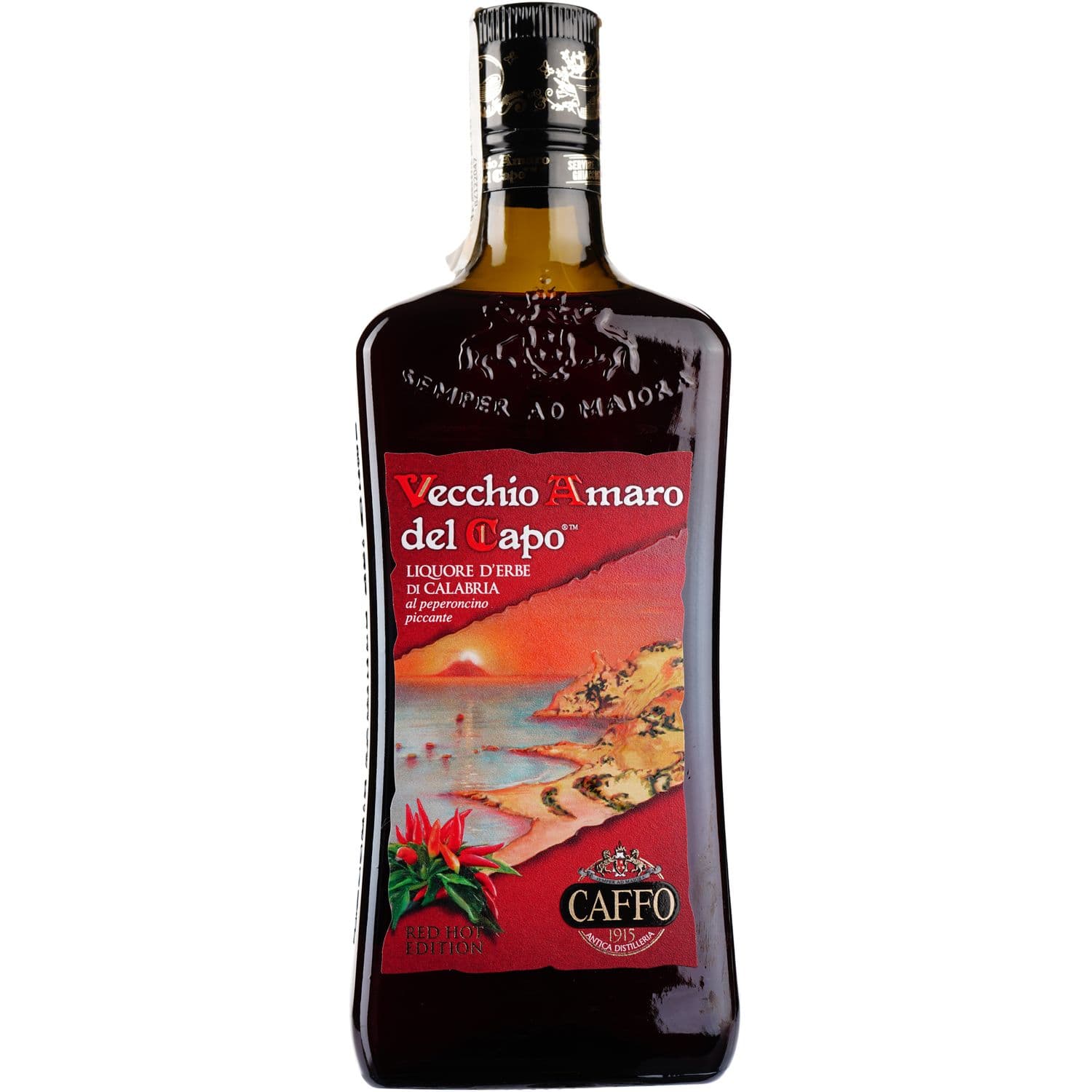 Лікер Caffo Vecchio Amaro del Capo Red Hot Edition, 35%, 0,7 л