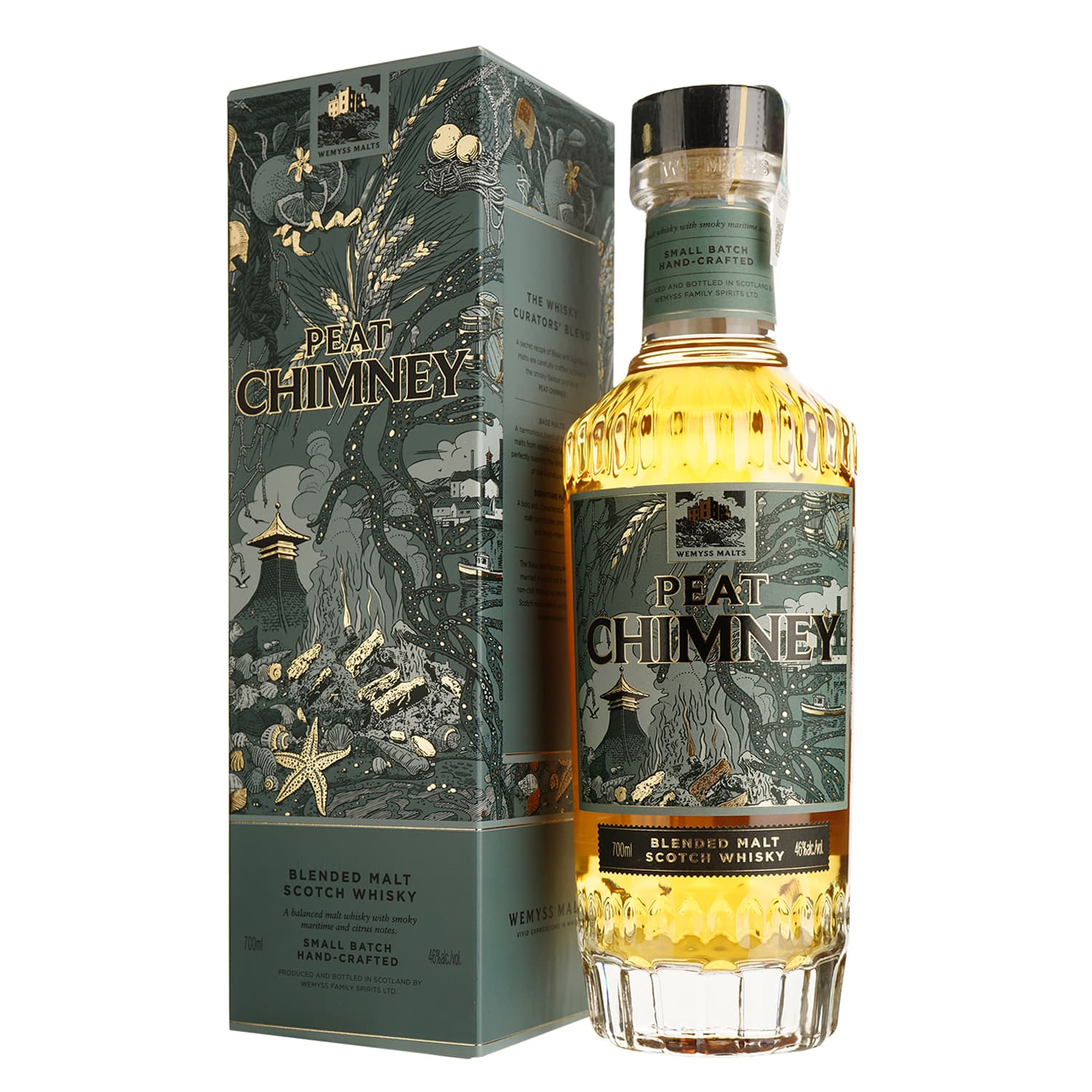 Віскі Wemyss Malts Peat Chimney Blended Malt 46% 0.7 л в подарунковій упаковці