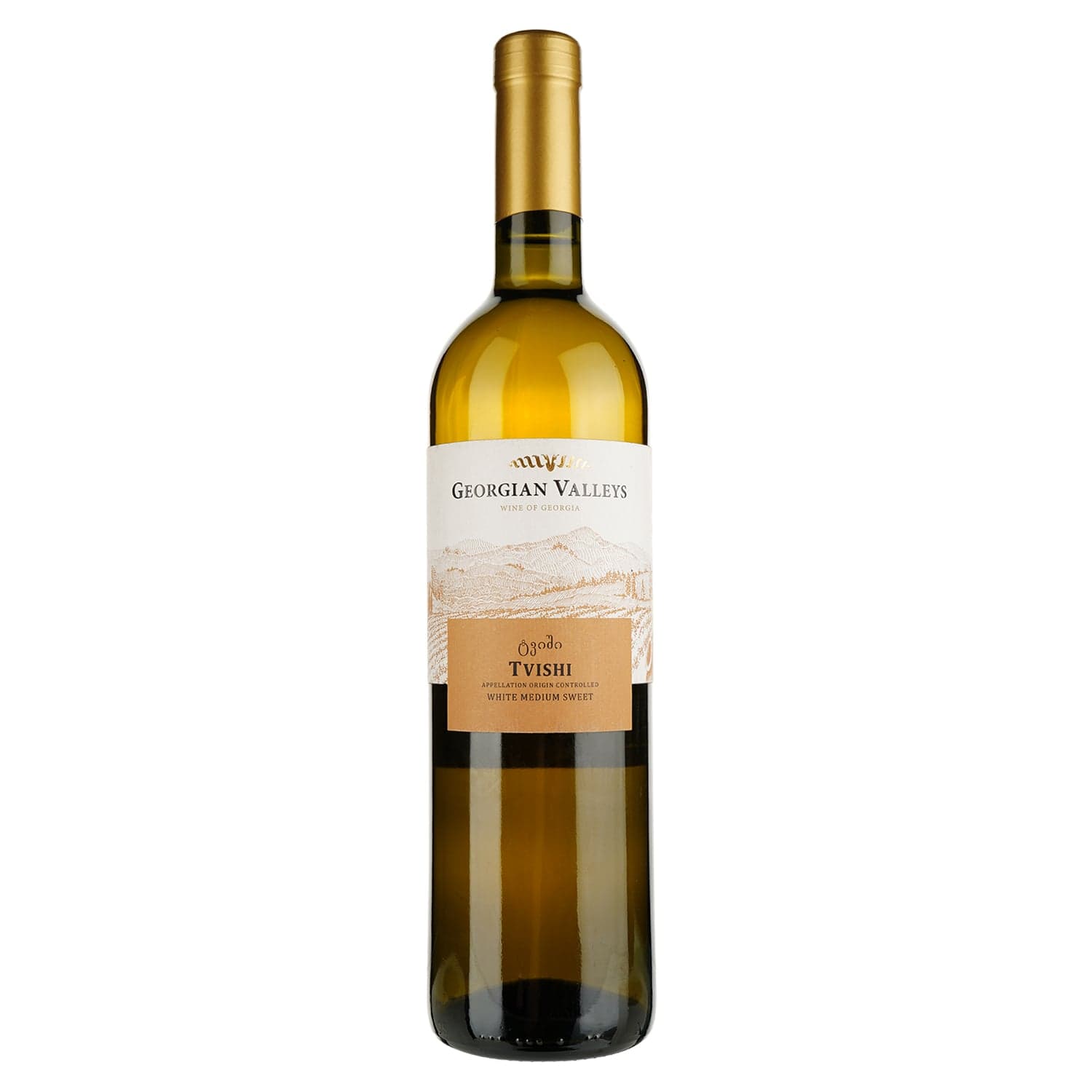 Вино Georgian Valleys Tvishi White Medium Sweet, біле, напівсолодке, 10,5%, 0,75 л
