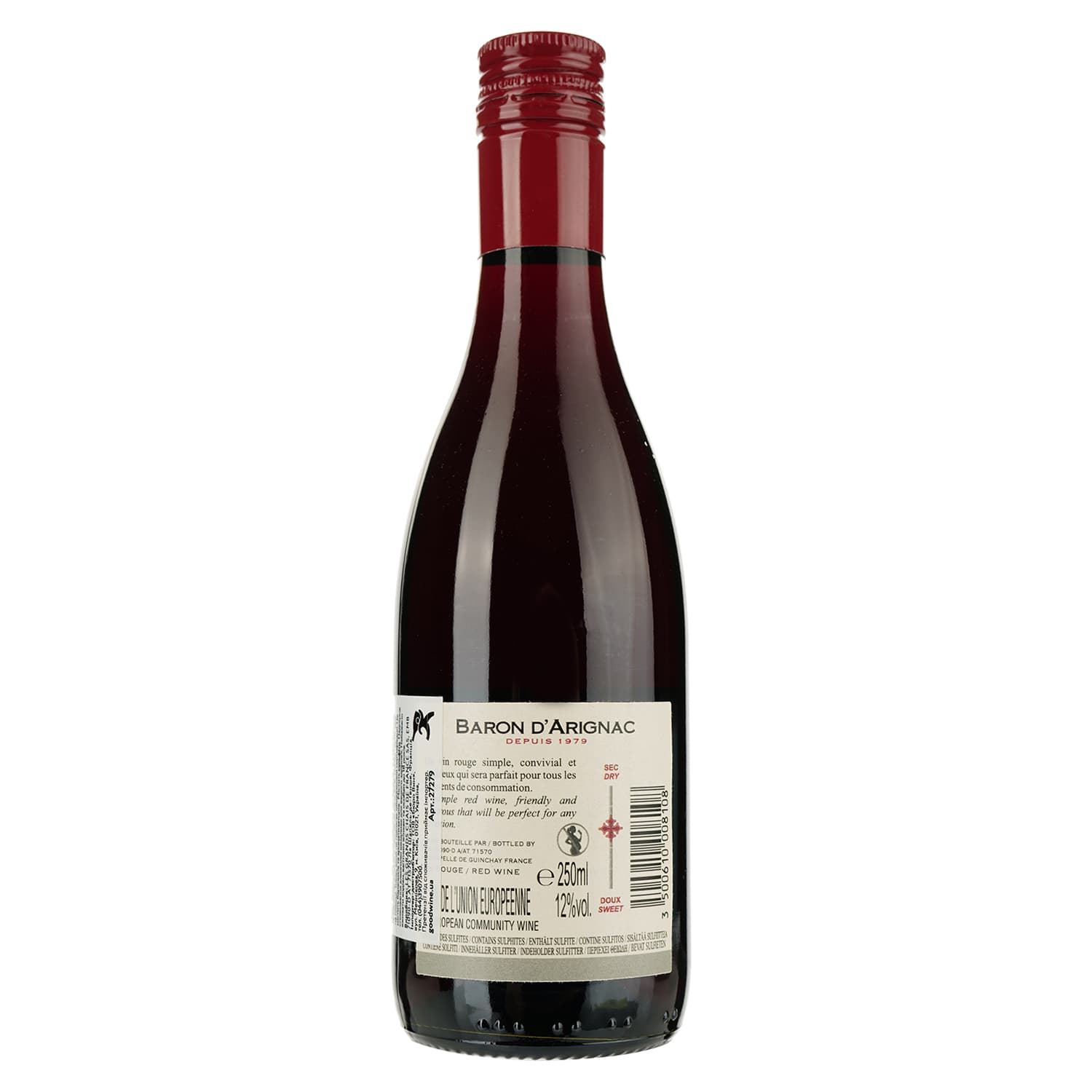 Вино Baron d'Arignac Rouge червоне напівсухе 12% 0.25 л (27279)