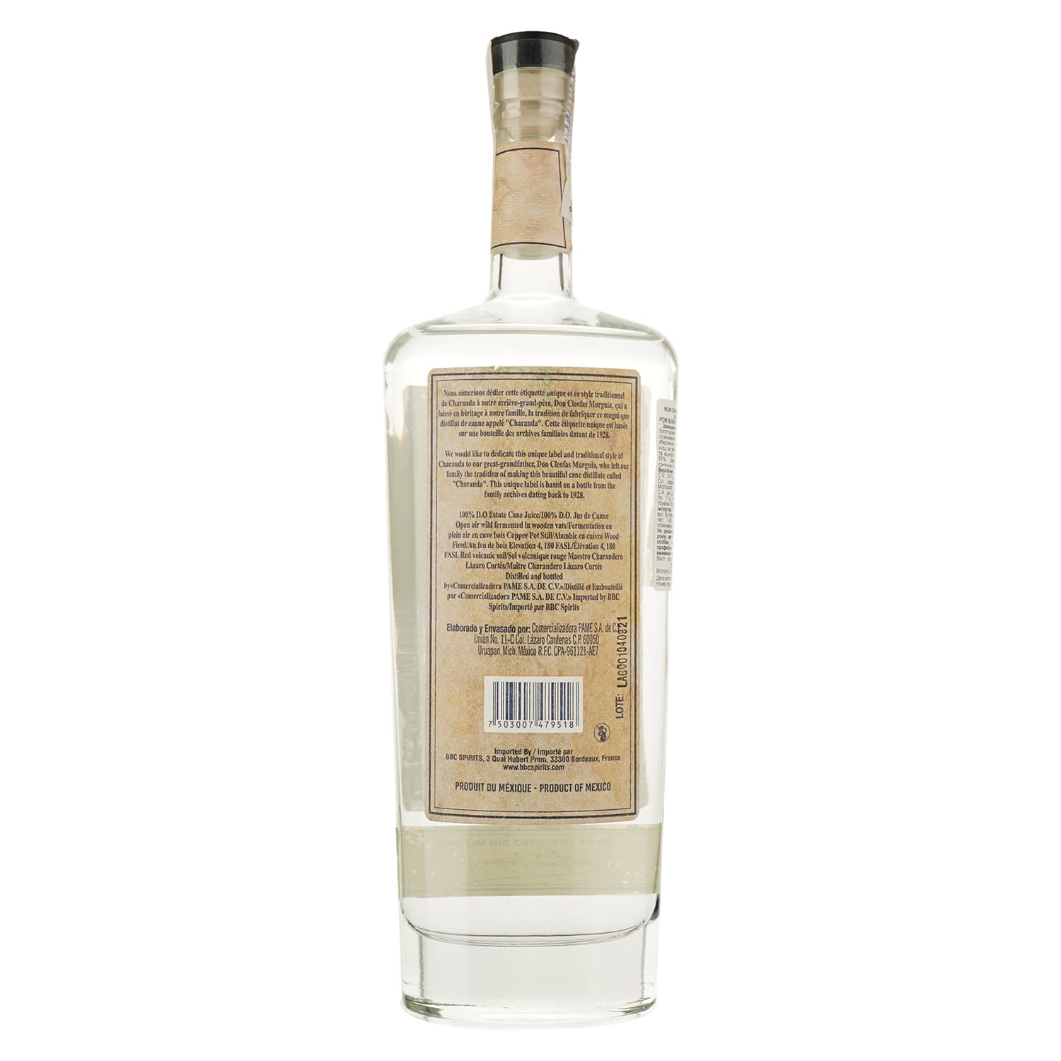 Charanda Uruapan Blanco Pure Single Agricola, 46%, 0,7 л