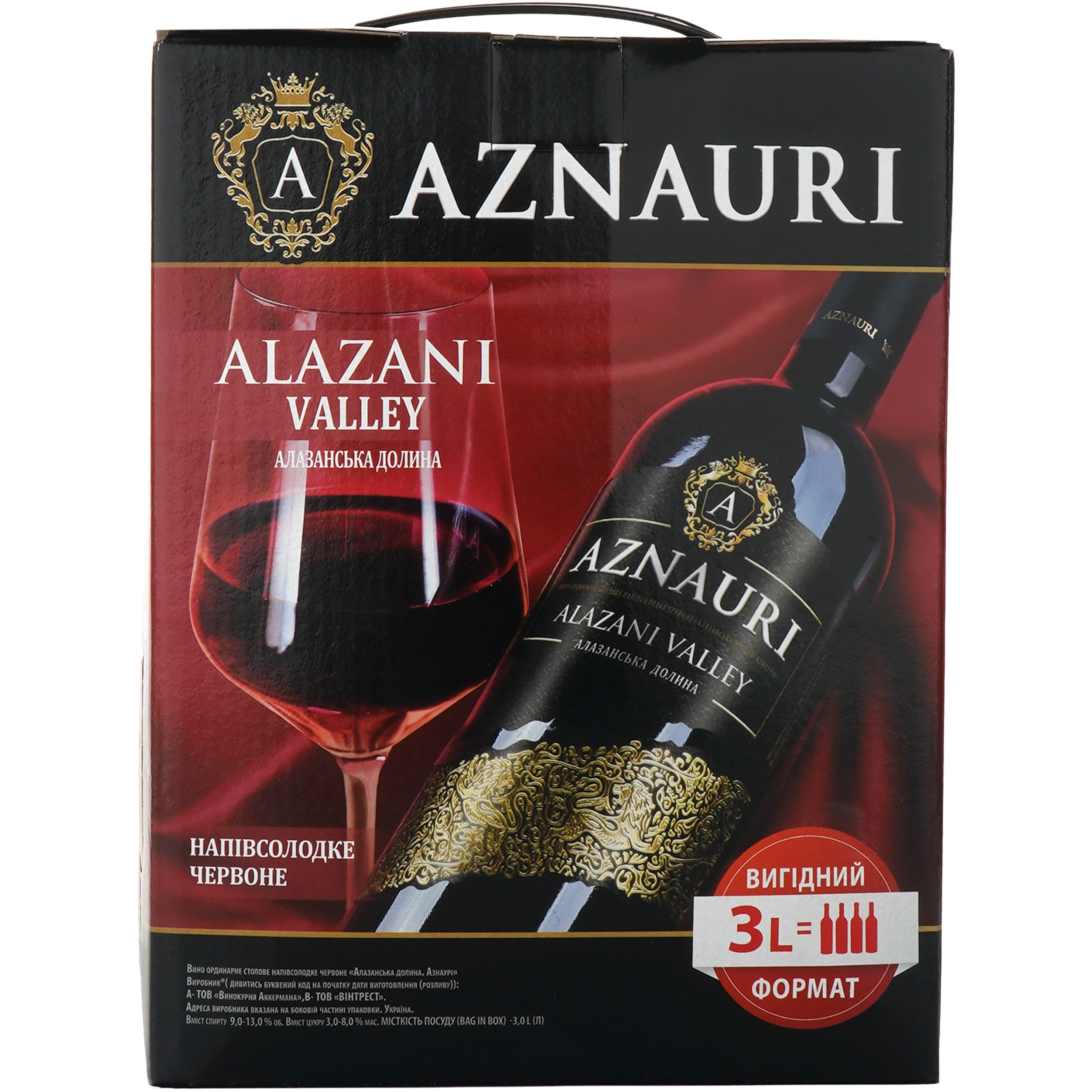 Вино AZNAURI Alazani Valley чер н/сол 3 л