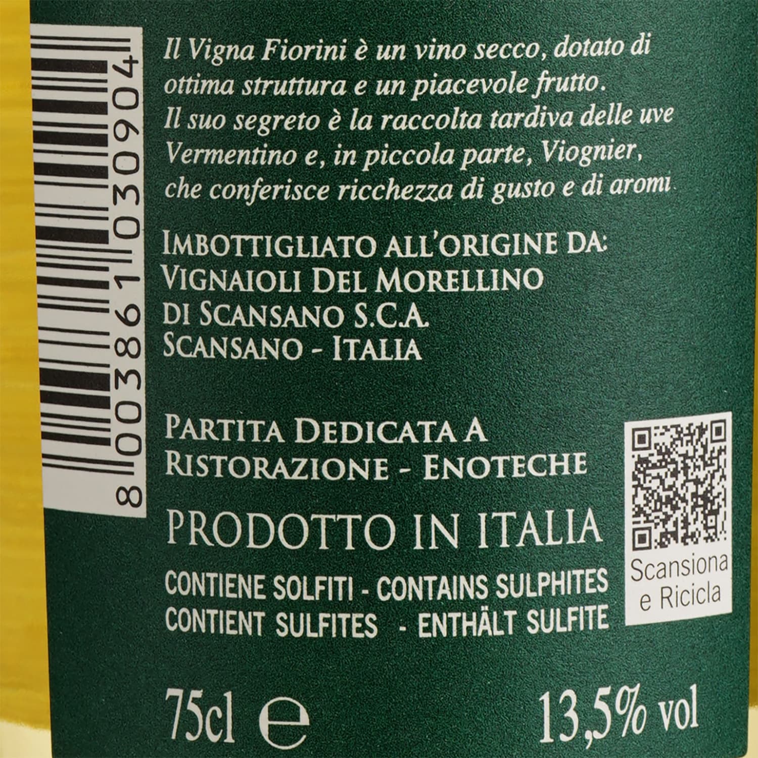 Вино Morellino di Scansano Vermentino Toscana, біле, сухе, 14%, 0,75 л