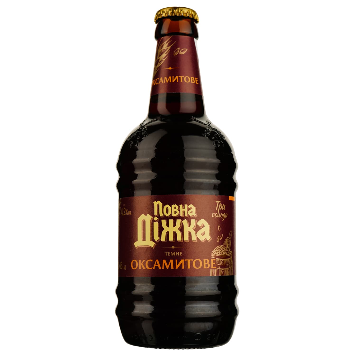 Пиво Повна Діжка Оксамитове, темне, 4,2%, 0,45 л