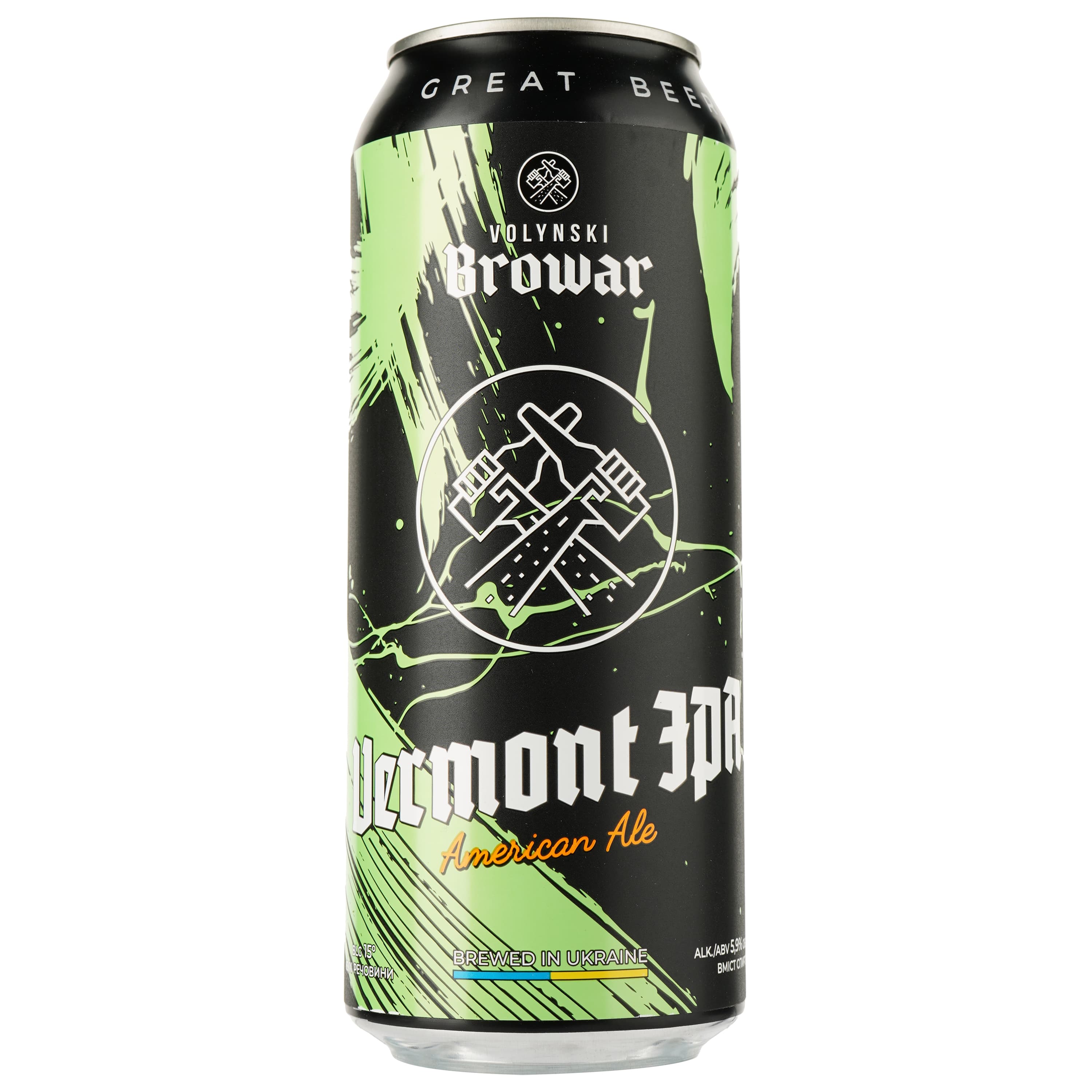 Пиво Volynski Browar Vermont IPA, світле, нефільтроване, 5,9%, з/б, 0,5 л