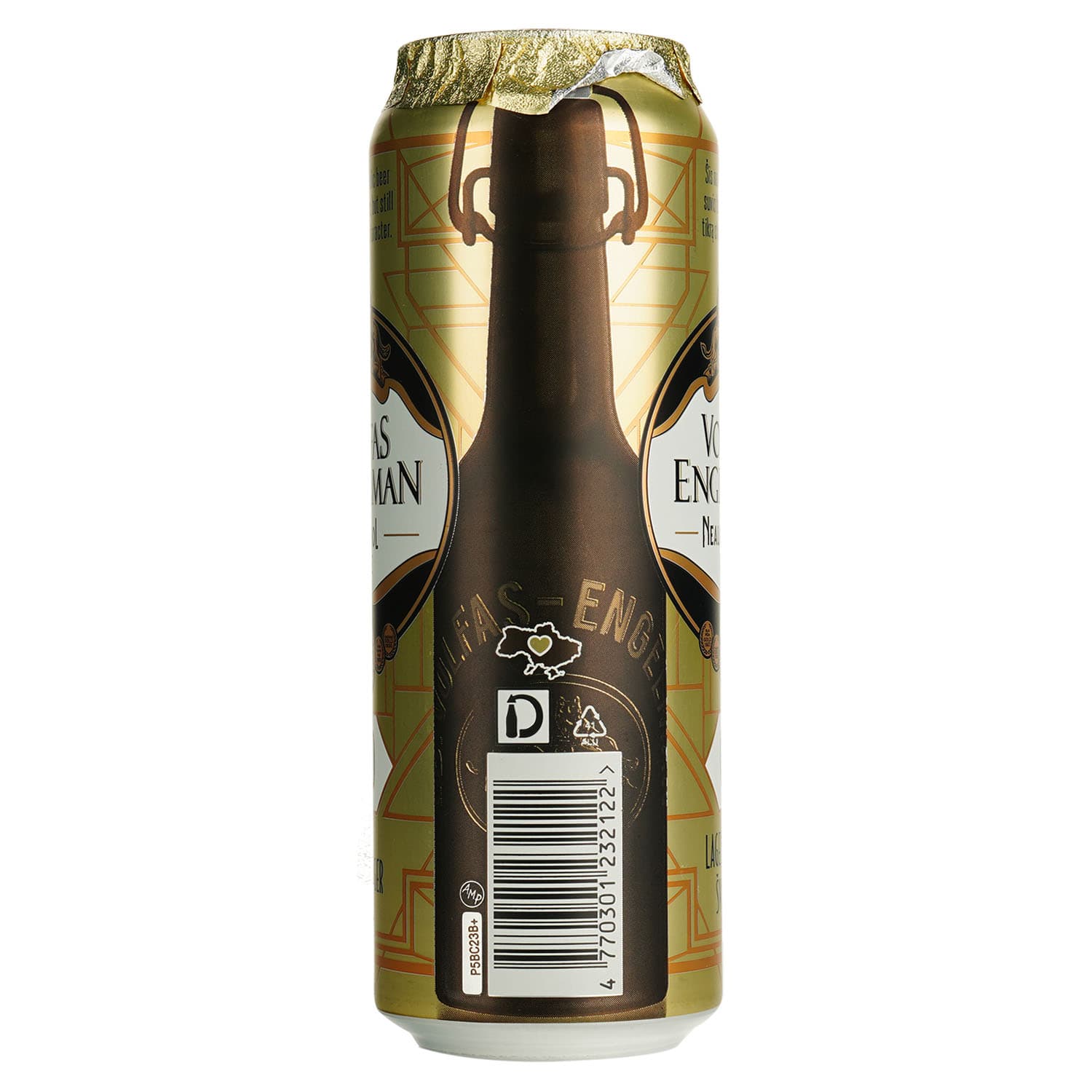 Пиво безалкогольне Volfas Engelman Lager світле, з/б, 0.568 л