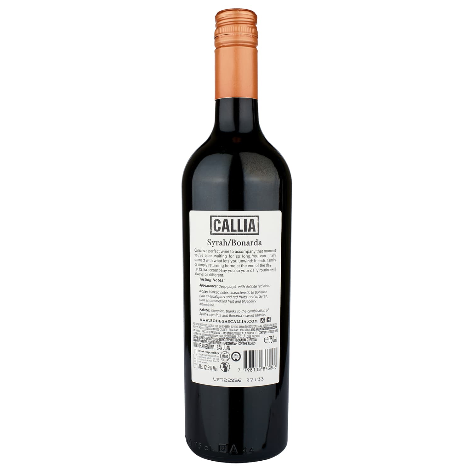 Вино Callia Syrah Bonarda, червоне, сухе, 13,5%, 0,75 л (90306)