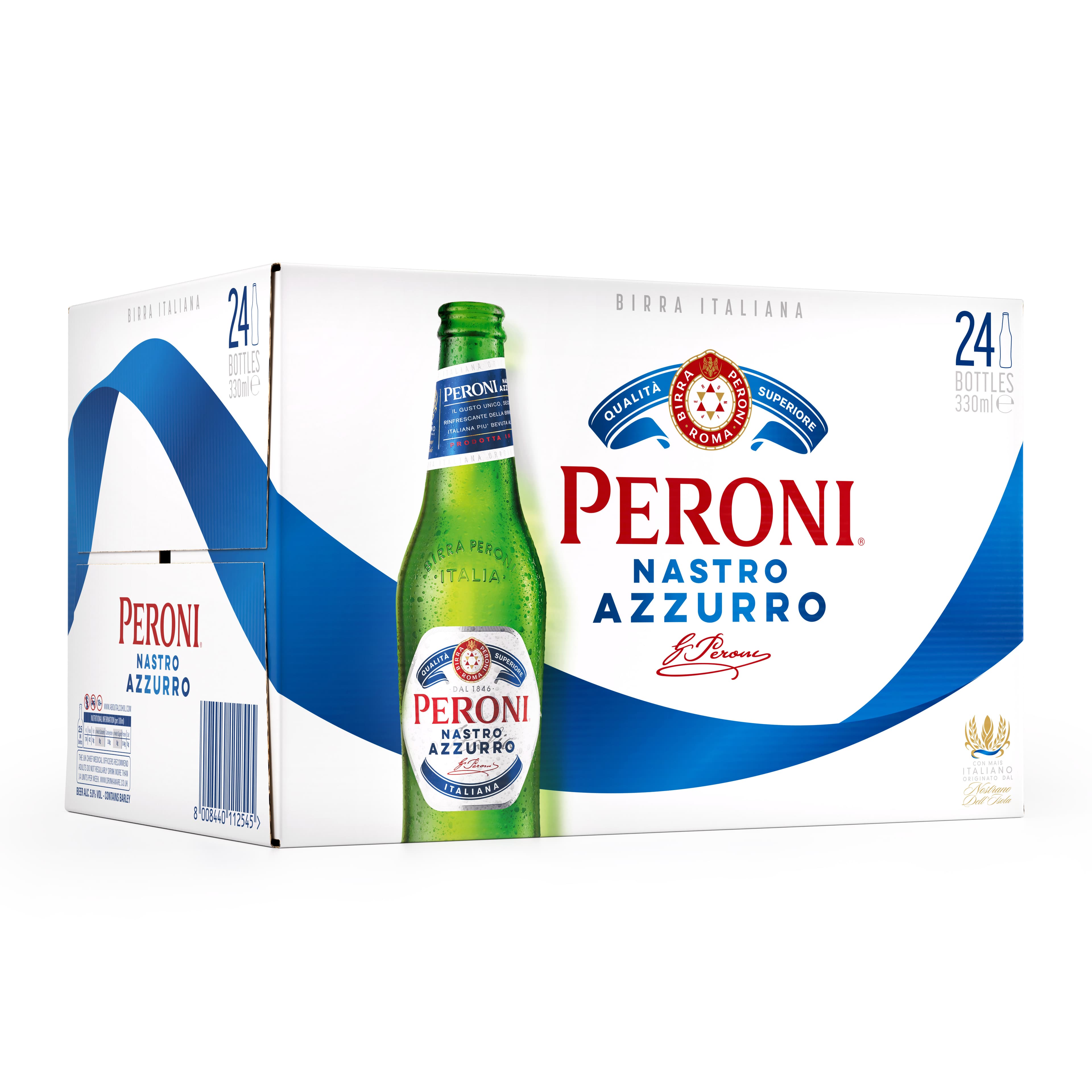 Упаковка пива Peroni Nastro Azzurro 5.1% 7.92 л (0.33 л x 24 шт.)