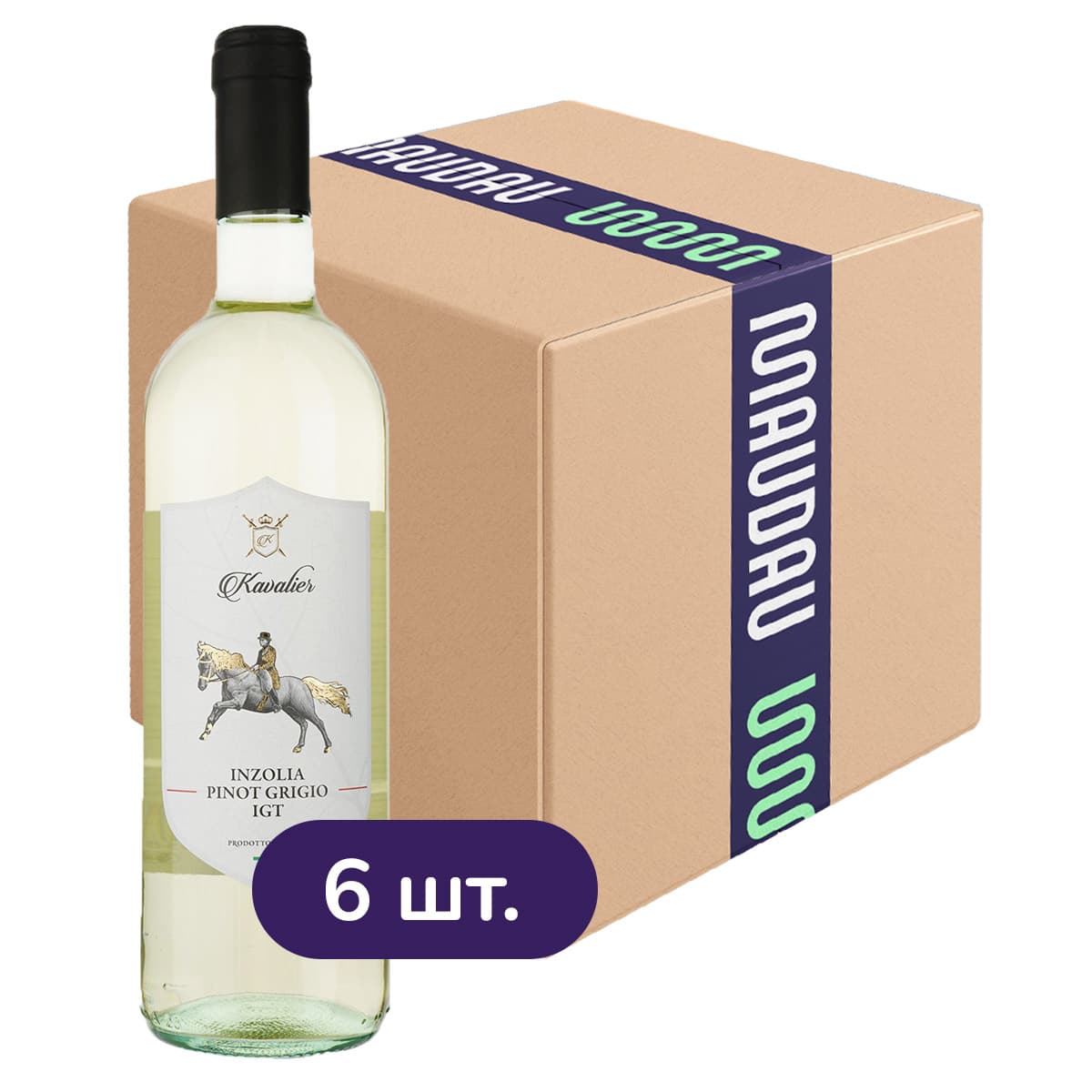 Упаковка вина Kavalier Terre Siciliane IGT Inzolia Pinot Grigio Bianco біле сухе 4.5 л (0.75 л х 6 шт.)