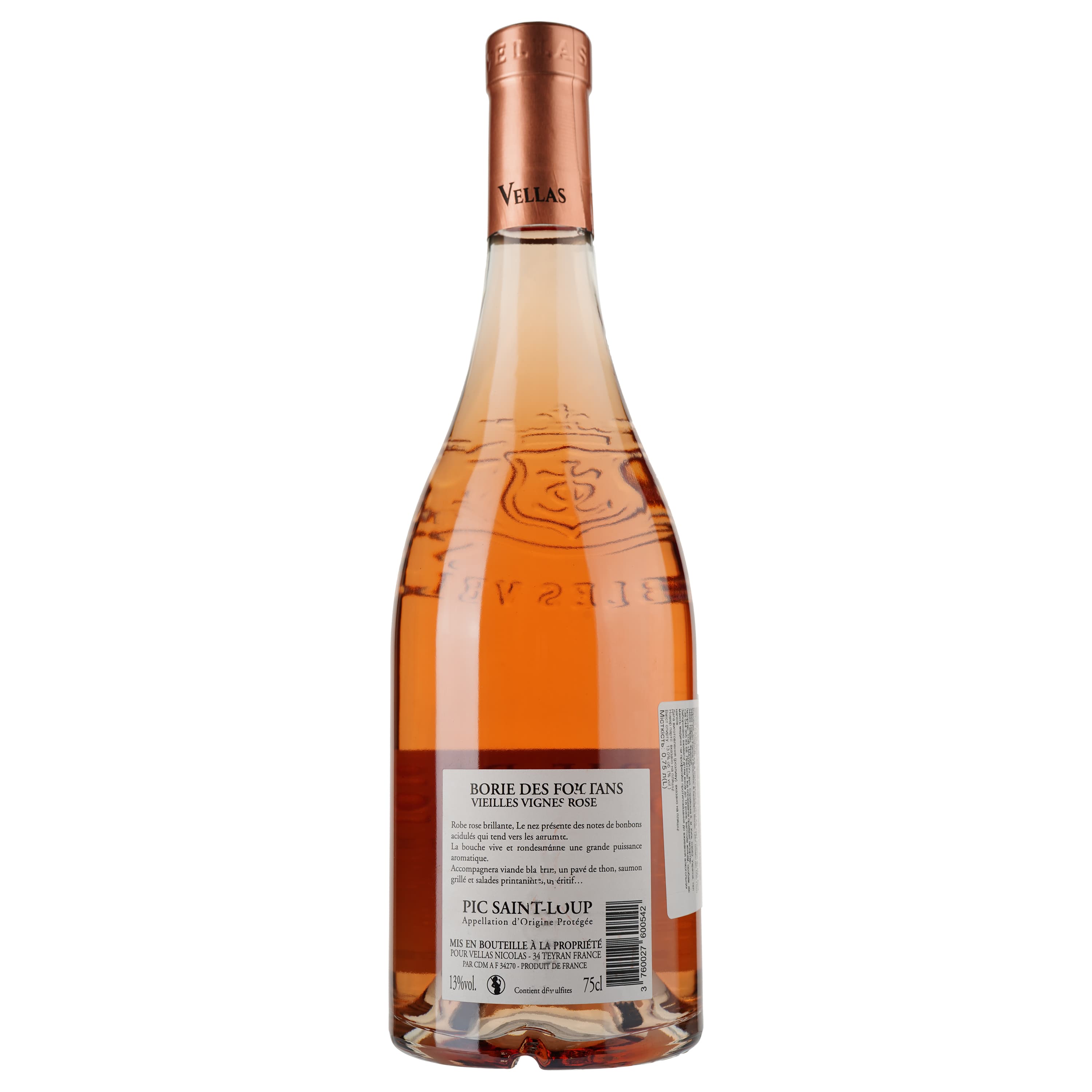 Вино Borie Des Fontans Vieille Vignes Rose AOP Pic Saint Loup, рожеве, сухе, 0,75 л