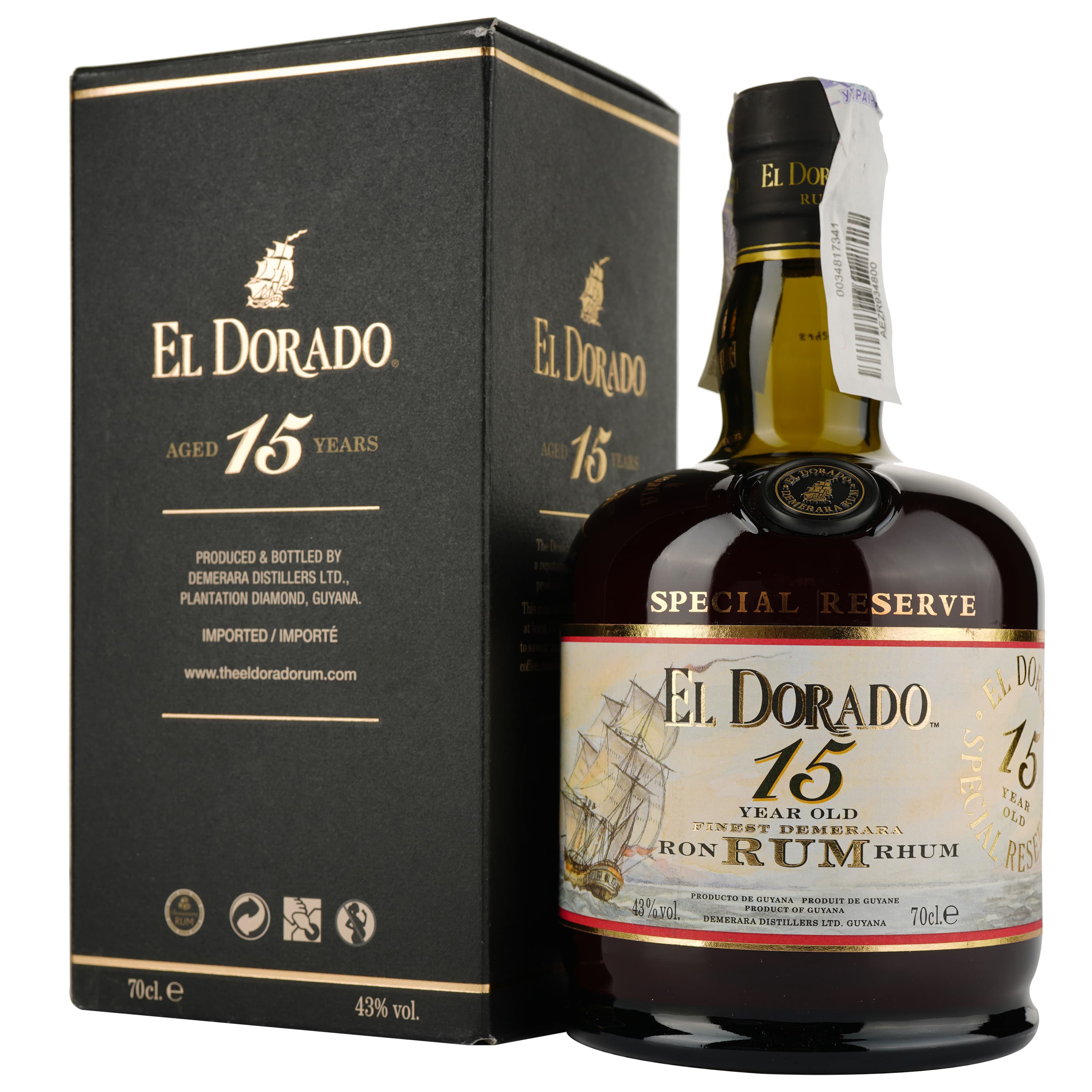 Ром El Dorado 15 yo 43% 0.7 л у подарунковій коробці