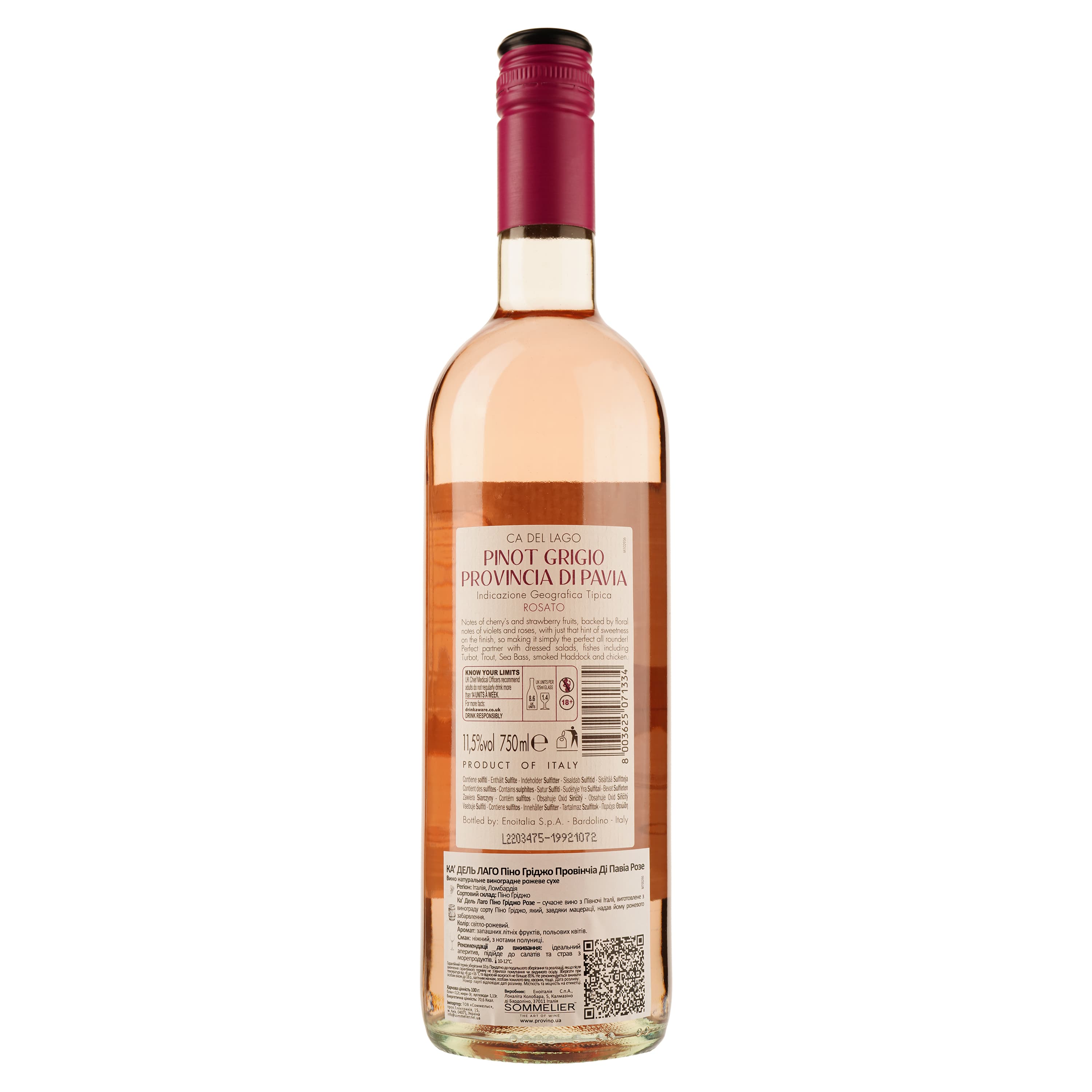 Вино Ca Del Lago Pinot Grigio Delle Venezie Rosato DOC Veneto рожеве сухе 0.75 л