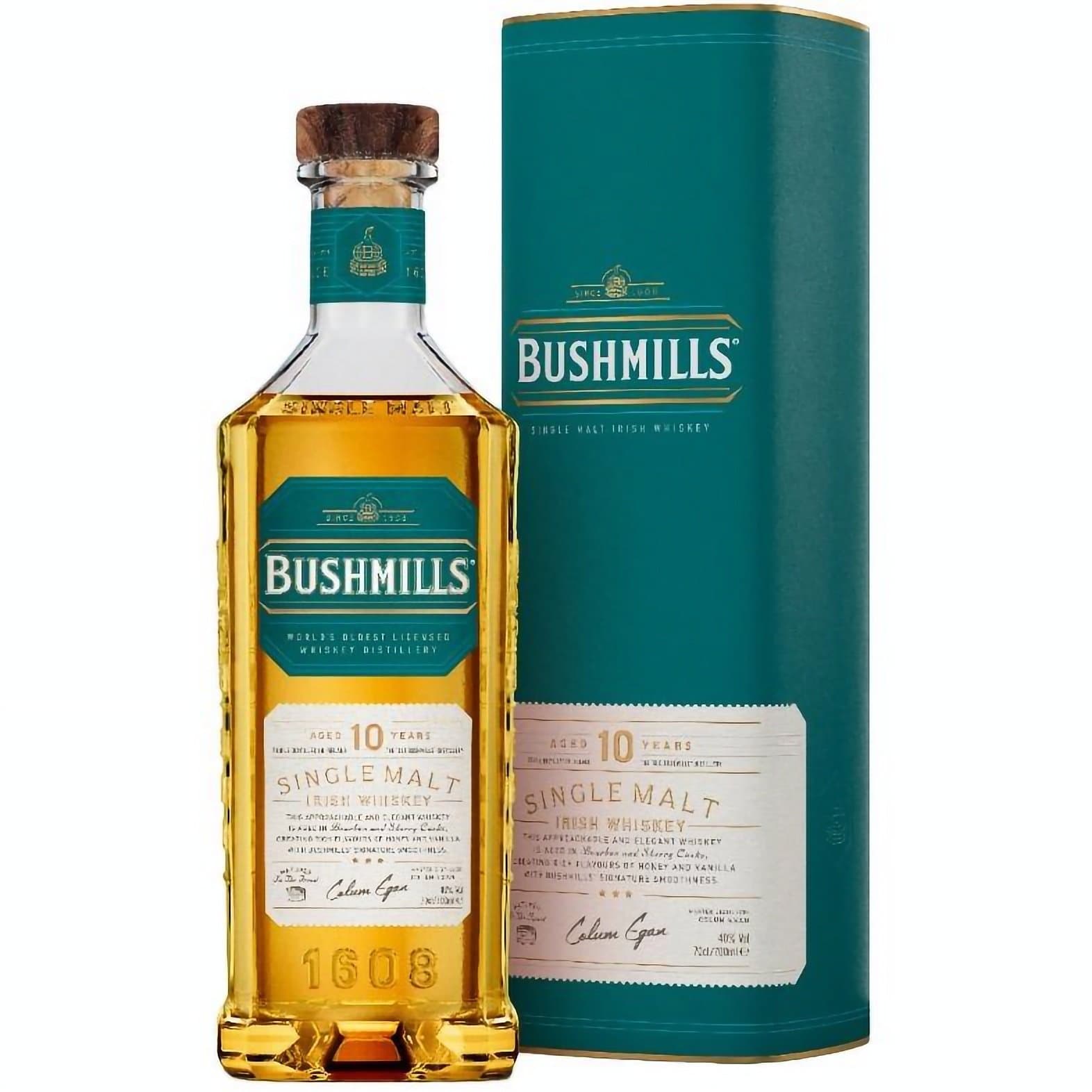 Віскі Bushmills Single Malt 10 років витримки 40% 0.7 л у тубусі