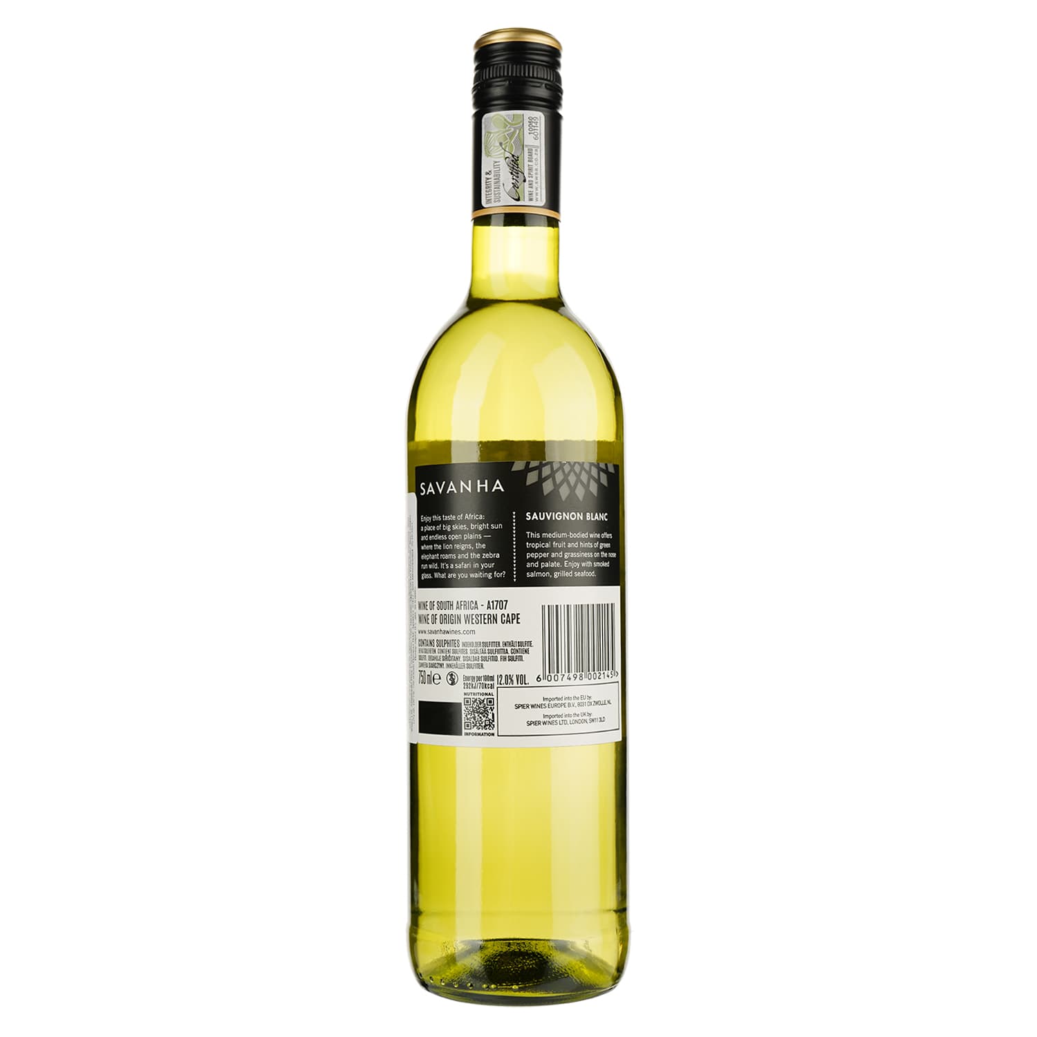 Вино Savanha Spier Wines Sauvignon Blanc, біле, сухе, 12,5%, 0,75 л (3812)