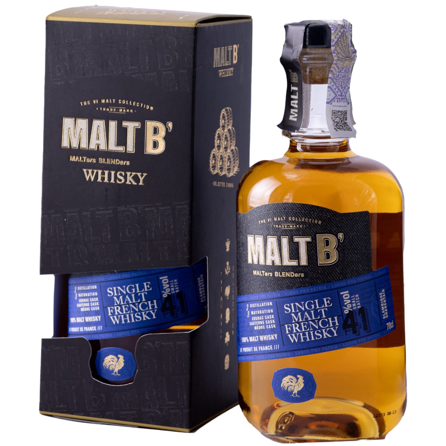 Віскі Malt B French 41% 0.7 л у подарунковій упаковці (8425027004114)