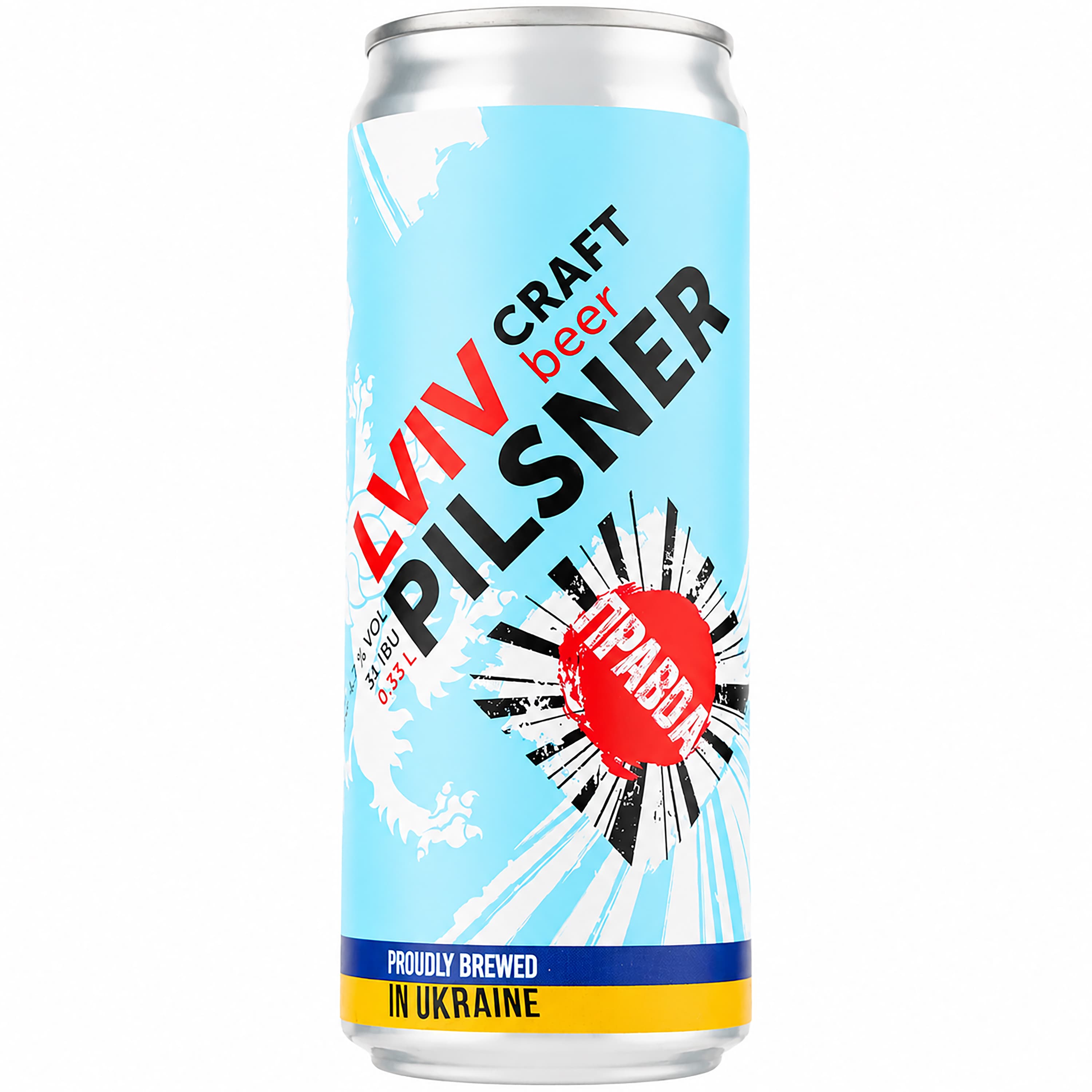 Пиво Правда Lviv Pilsner, світле, нефільтроване, 4,7%, з/б, 0,33 л (912532)