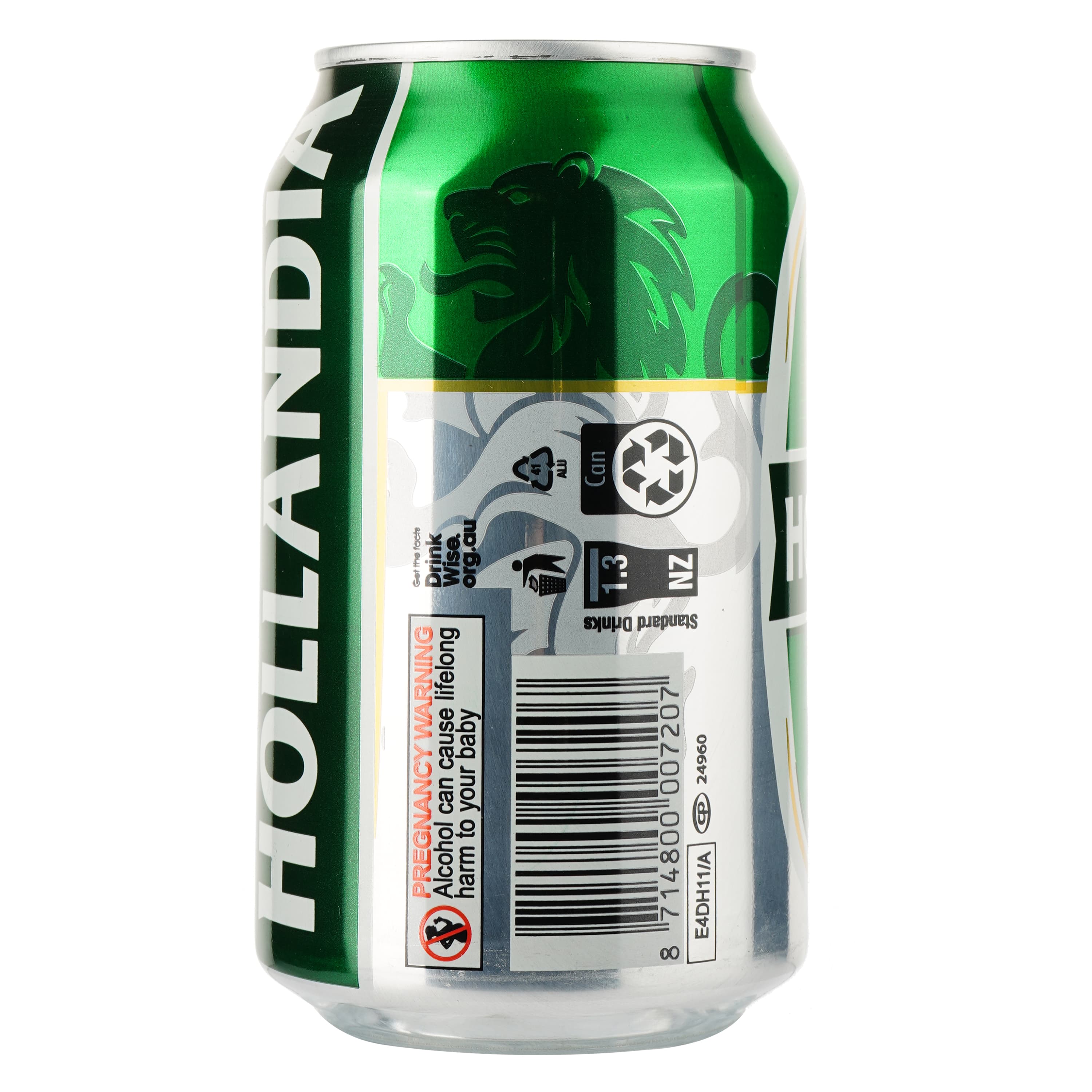 Пиво Hollandia, світле, фільтроване, 4,7%, з/б, 0,33 л