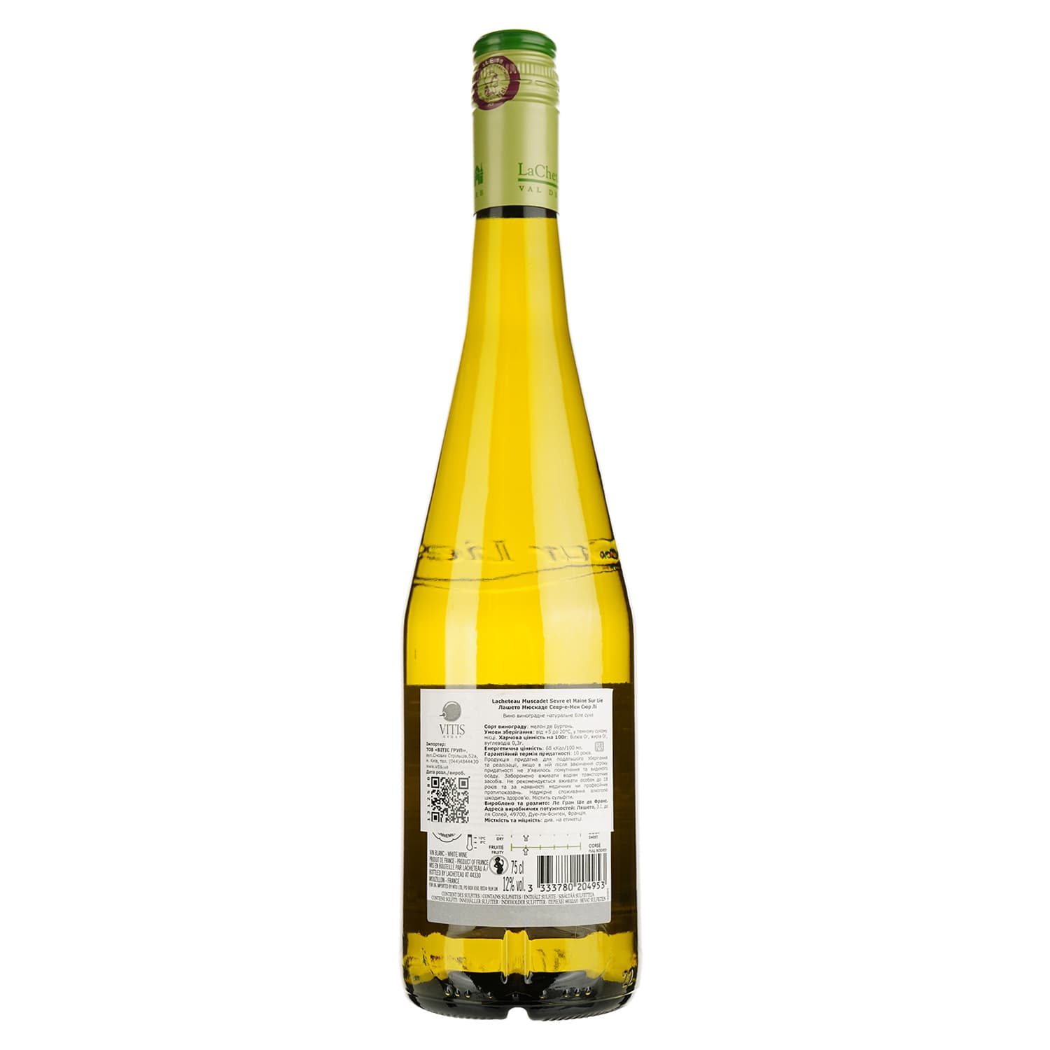 Вино LaCheteau Muscadet Sevre et Maine Sur Lie, біле, сухе, 11,5%, 0,75 л (1312580)