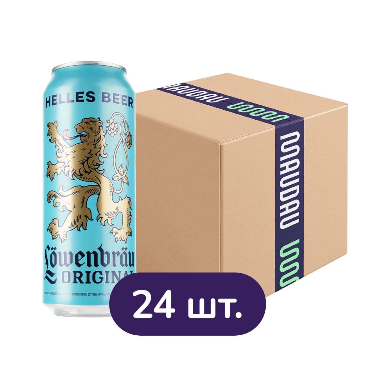 Упаковка пива Lowenbrau Original світле 5.1% 12 л з/б (0.5 л х 24 шт.)