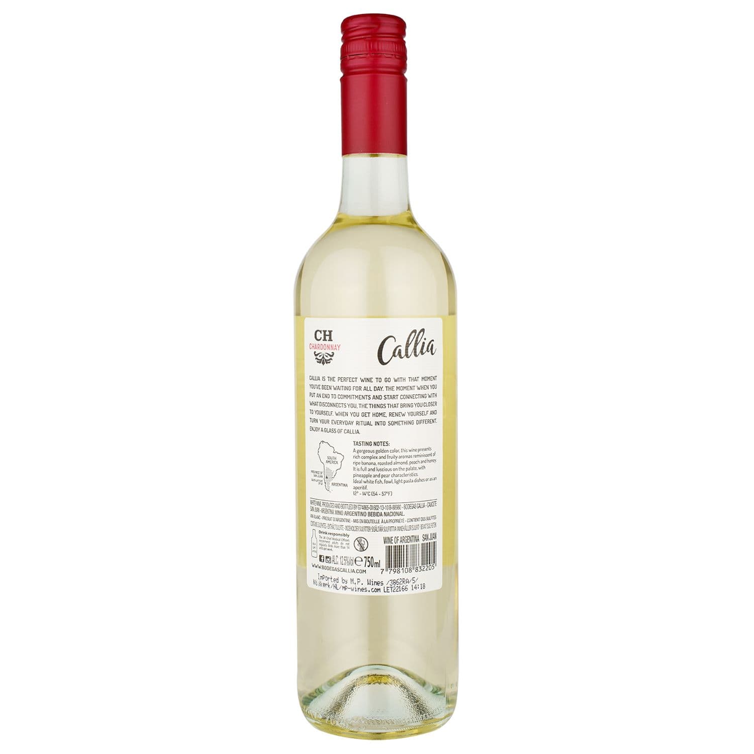 Вино Callia Chardonnay, біле, сухе, 13%, 0,75 л (90298)