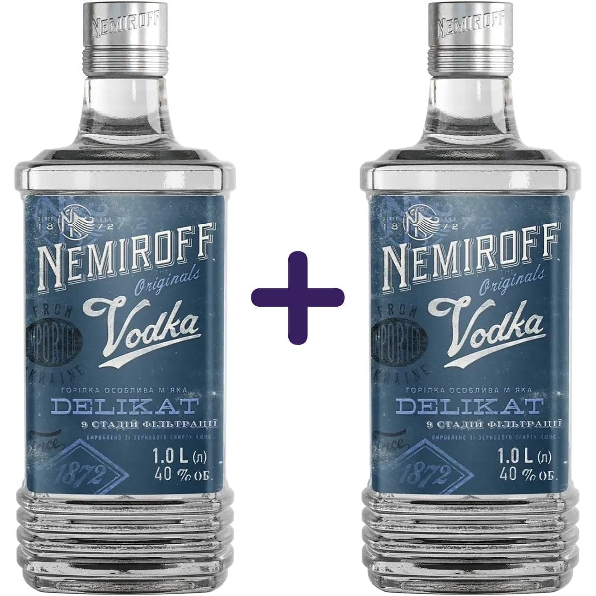 Набір: горілка особлива Nemiroff Originals Делікат м'яка 40% 1 л х 2 шт.