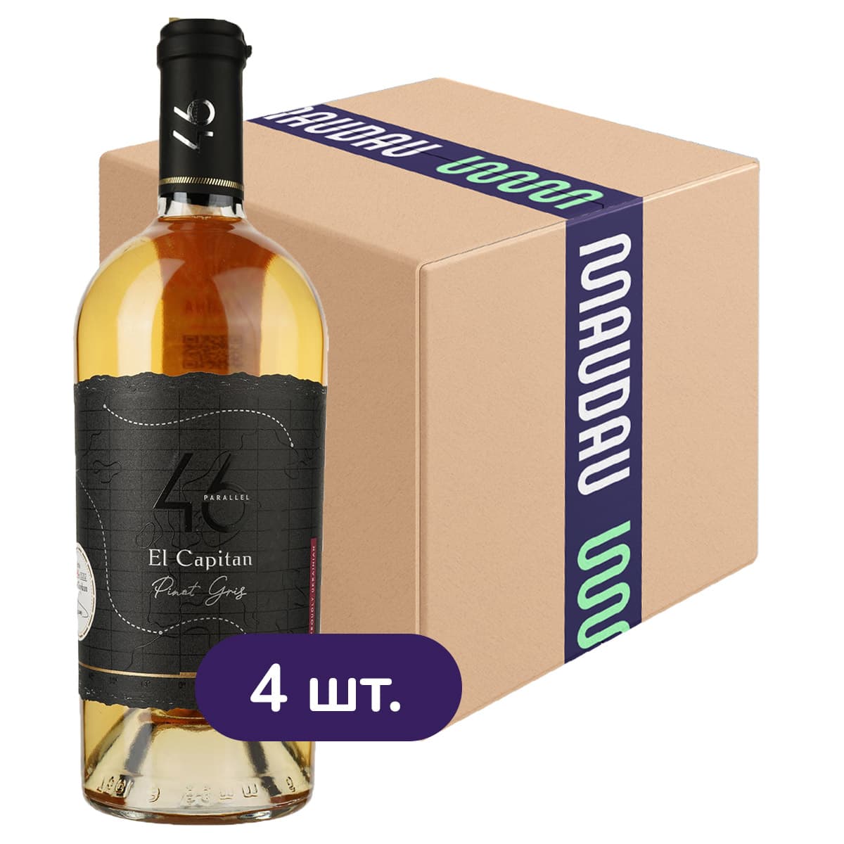 Упаковка вина 46 Parallel El Capitan Pinot Gris біле сухе 3 л (0.75 л х 4 шт.)