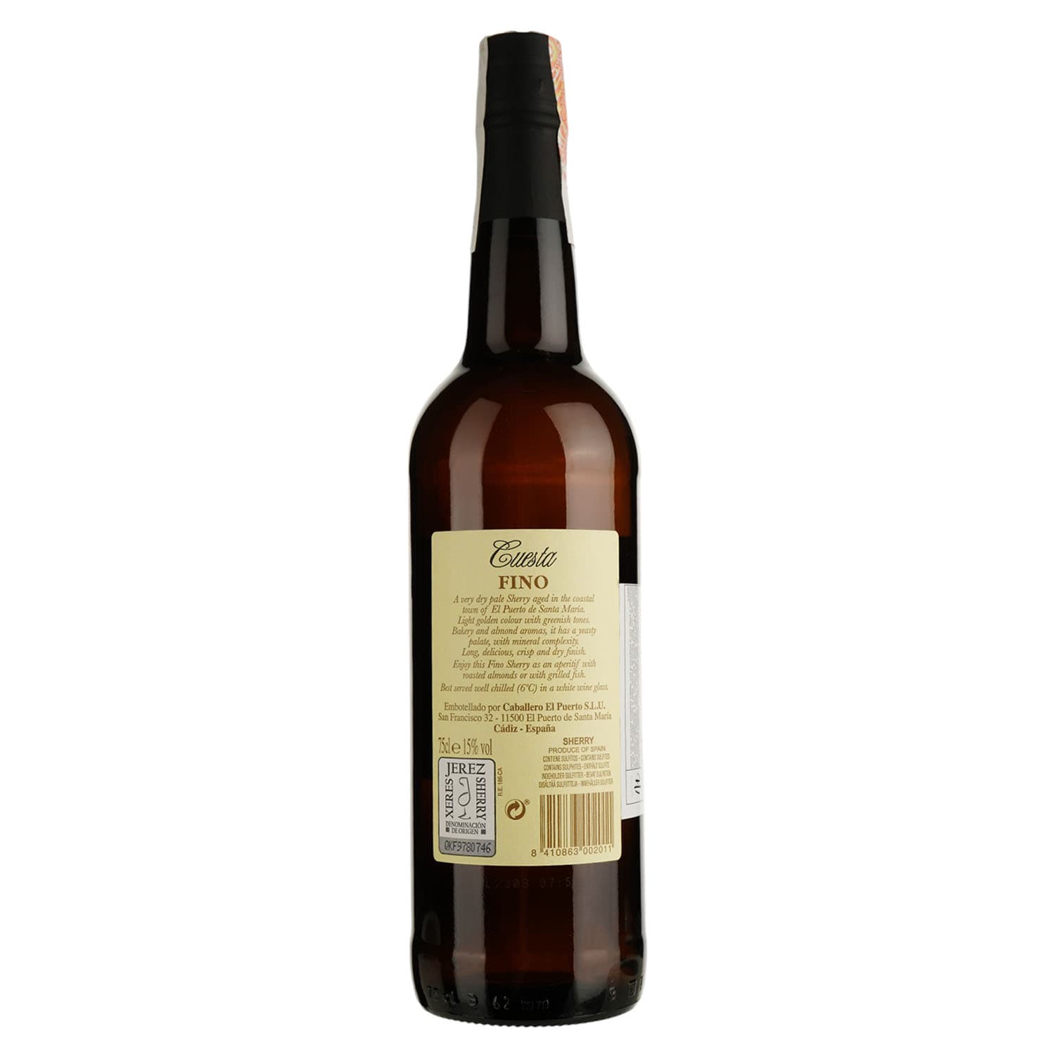 Вино Luis Caballero Cuesta Fino Sherry, біле, сухе, 0,75 л