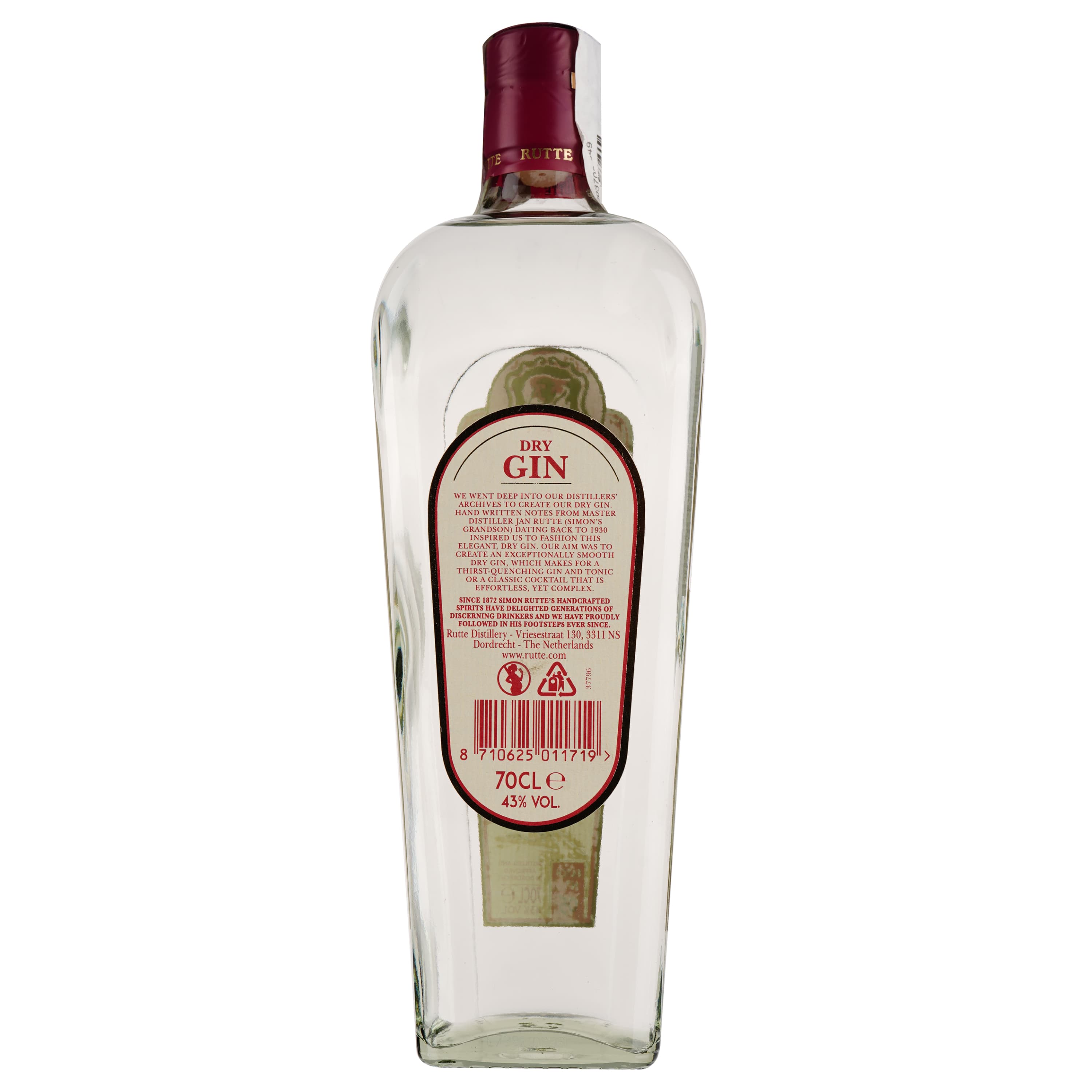 Джин Rutte Dry Gin, 43%, 0,7 л
