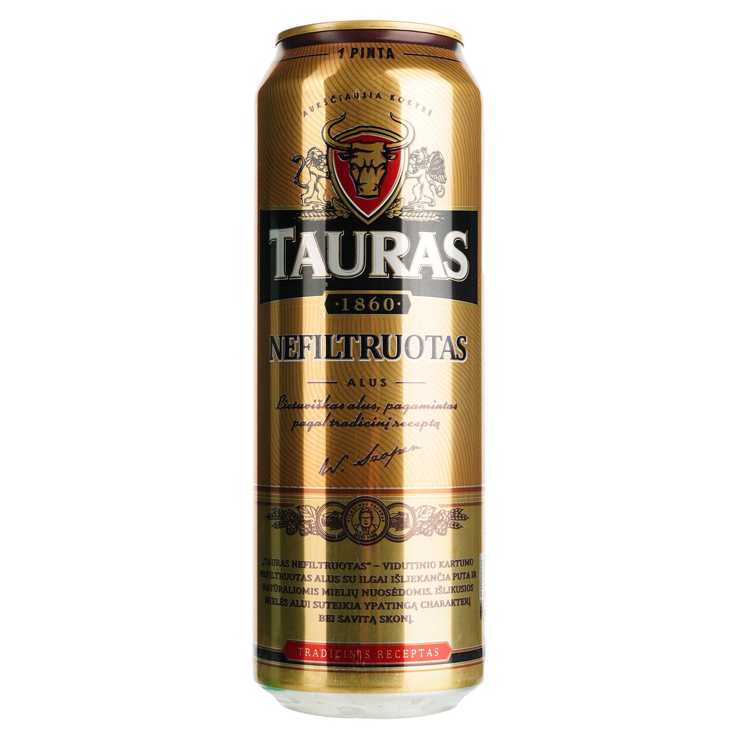 Пиво Tauras Nefiltruotas світле, 5%, з/б, 0.568 л