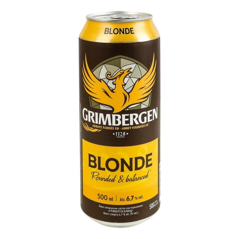 Пиво Grimbergen Blonde, світле 6.7%, з/б, 0,5 л