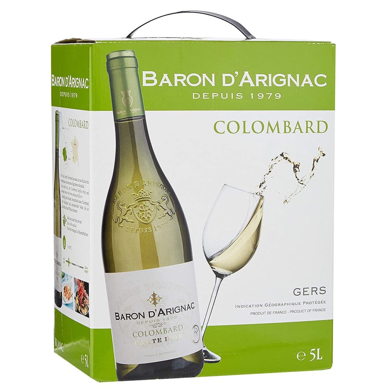 Вино Baron d'Arignac Colombard, біле, сухе, 11%, 5л (27289)