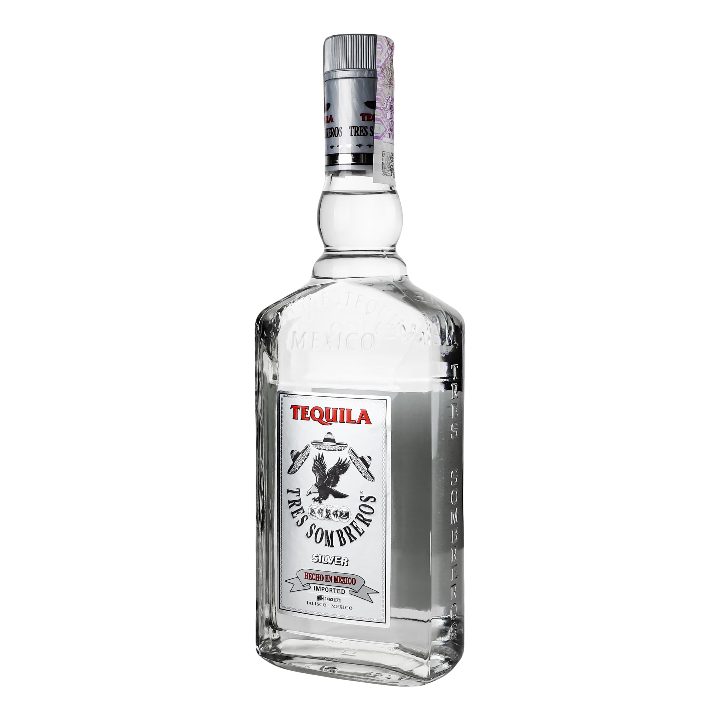 Текіла Tres Sombreros Silver, 38%, 0,7 л