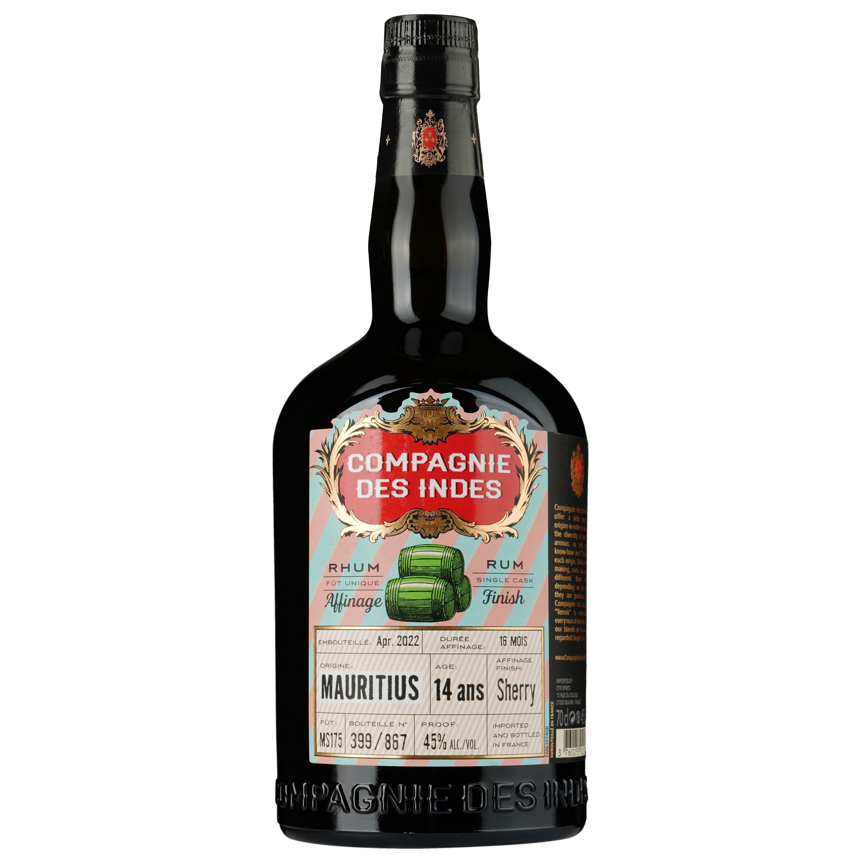 Ром Compagnie des Indes Single Cask Mauritius Sherry, 45%, 0,7 л, у подарунковій упаковці