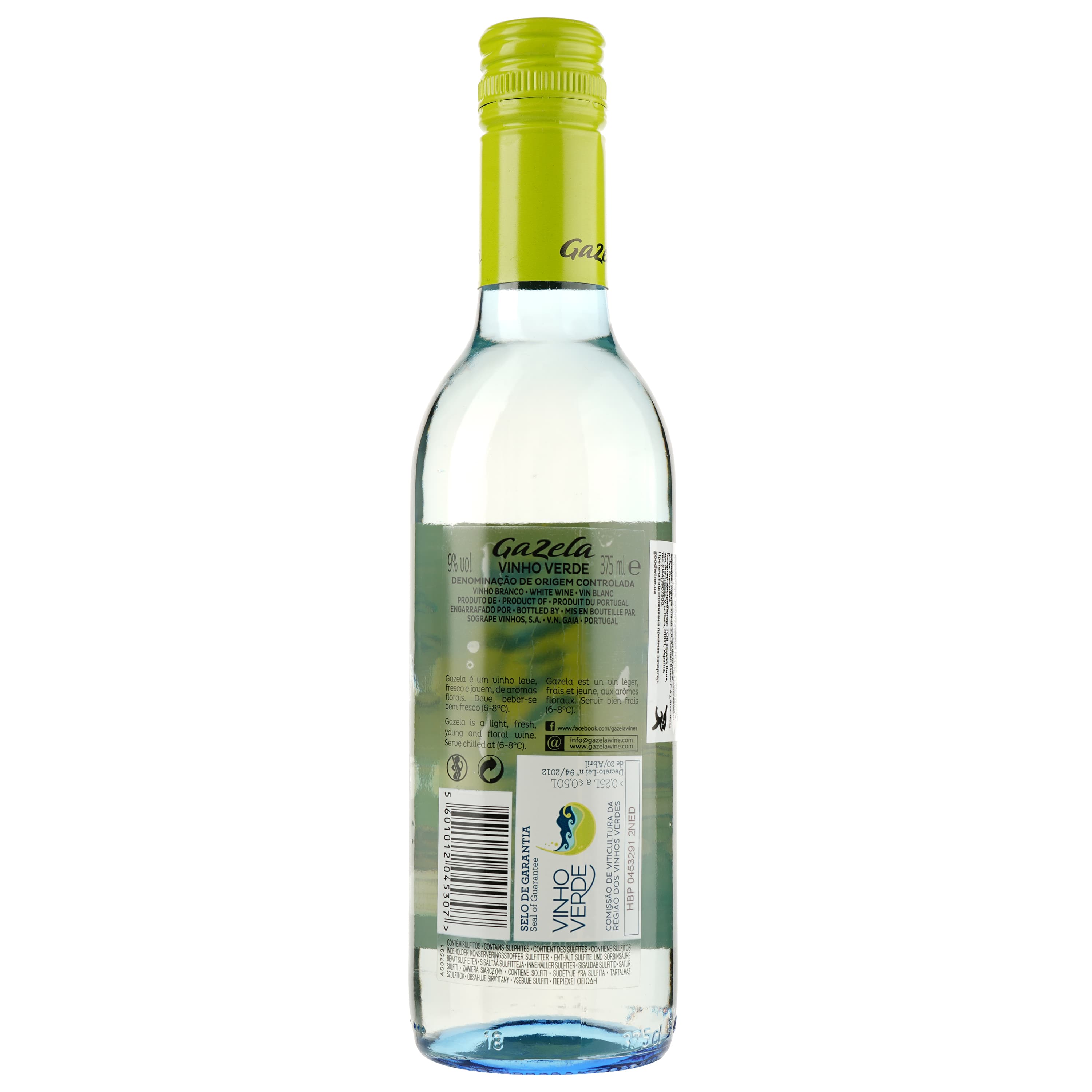 Вино Gazela Vinho Verde, біле, напівсухе, 9%, 0,375 л (38729)