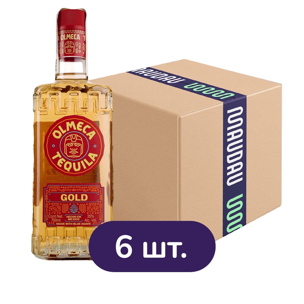 Упаковка текіли Olmeca Gold 35% 4.2 л (0.7 л х 6 шт.)