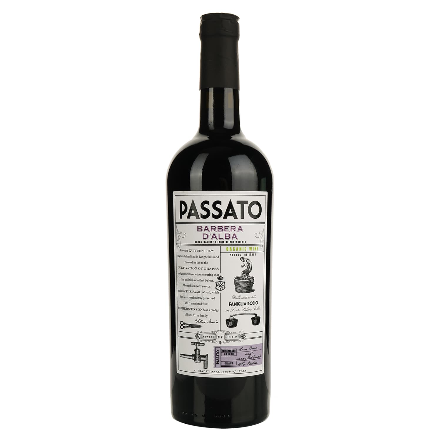 Вино Luca Bosio Passato Barbera d'Alba Organic 15% червоне сухе 0.75 л
