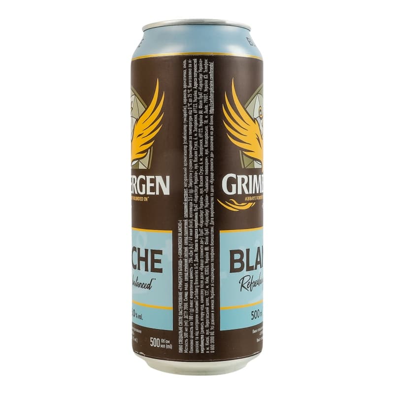 Пиво Grimbergen Blanche, світле, 6%, з/б, 0,5 л
