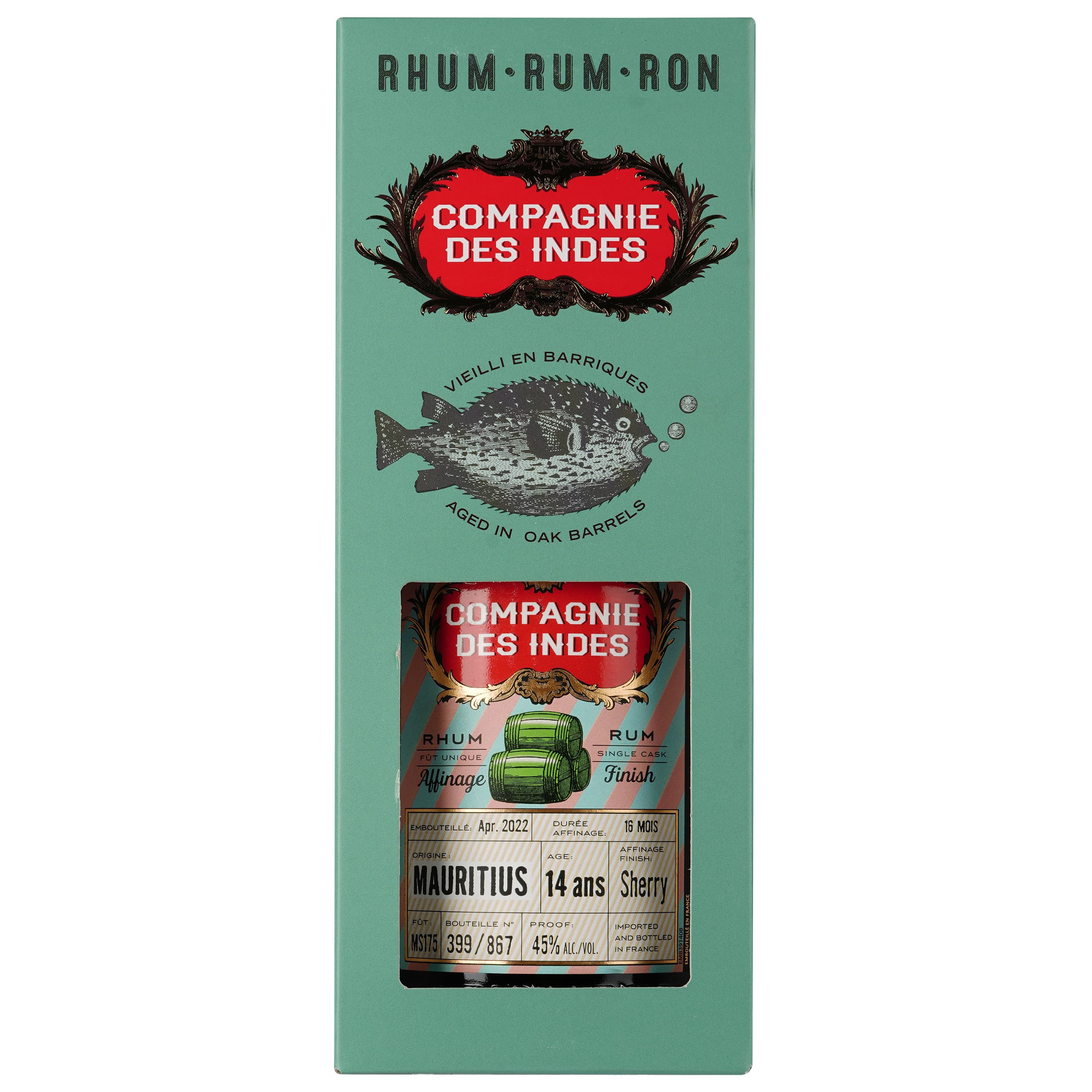 Ром Compagnie des Indes Single Cask Mauritius Sherry, 45%, 0,7 л, у подарунковій упаковці