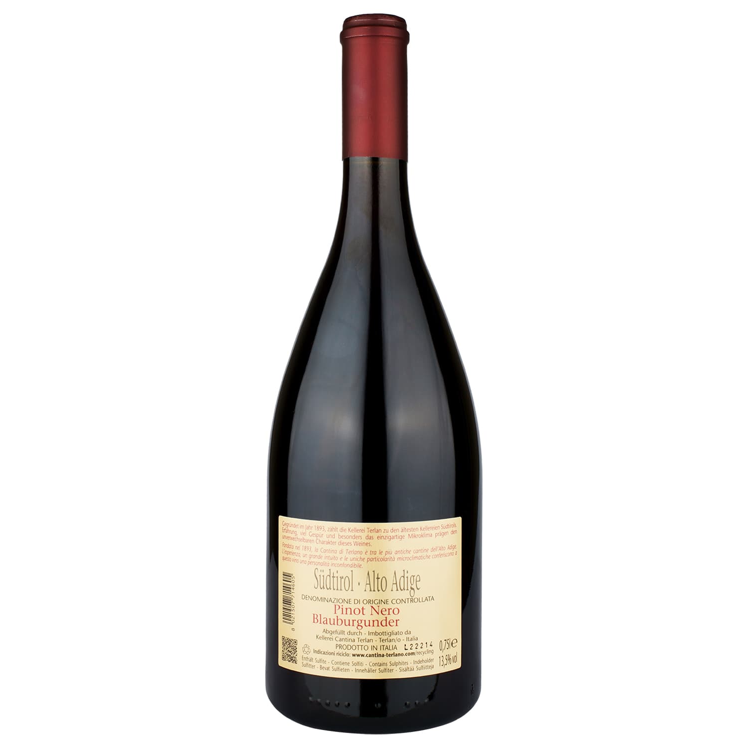 Вино Cantina Terlano Pinot Noir Sudtirol Aldo Adige, червоне, сухе, 0,75 л (W6849)
