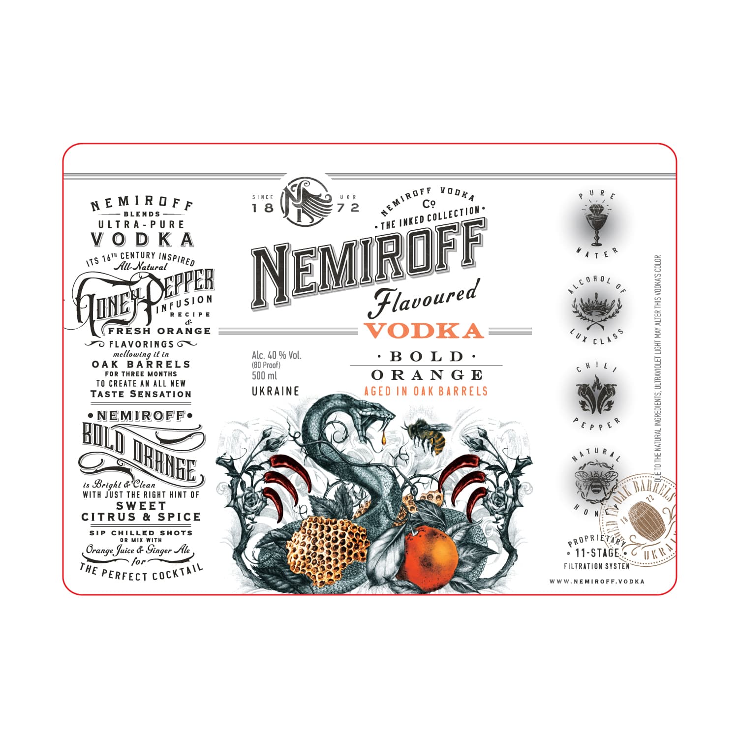 Набір: настоянка Nemiroff Bold Orange 40% 0.5 л x 2 шт.
