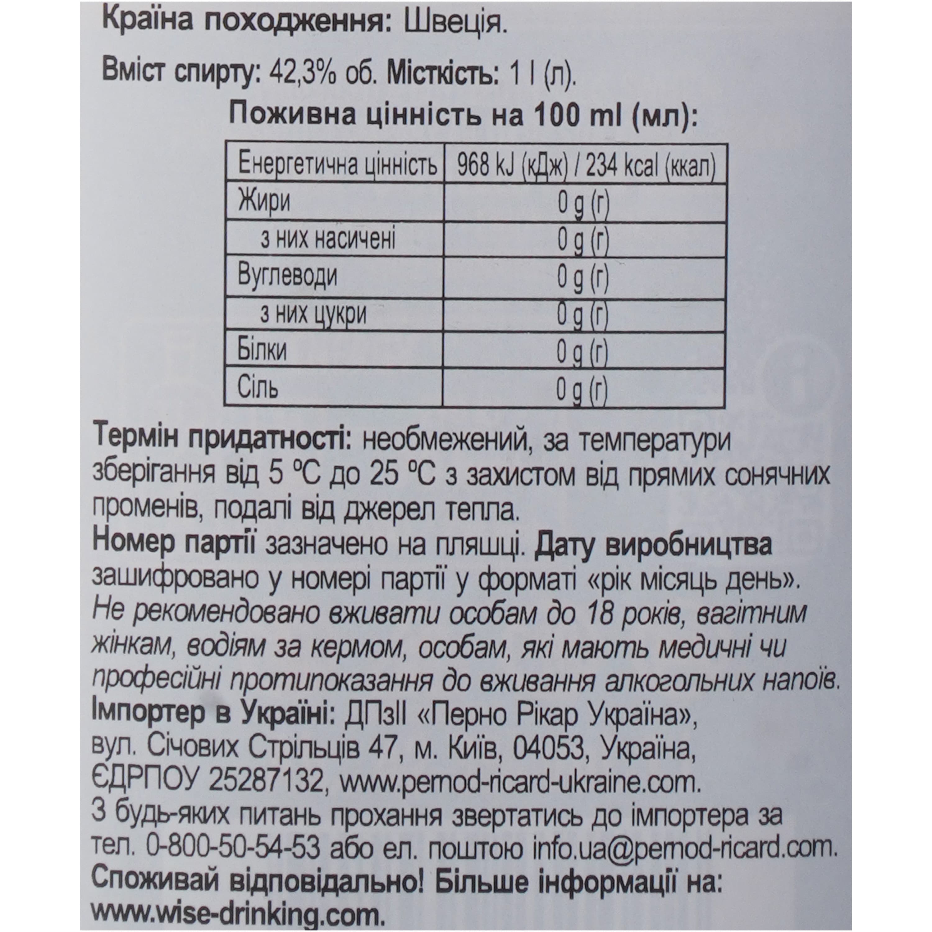 Горілка Absolut Elyx 42.3% 1 л