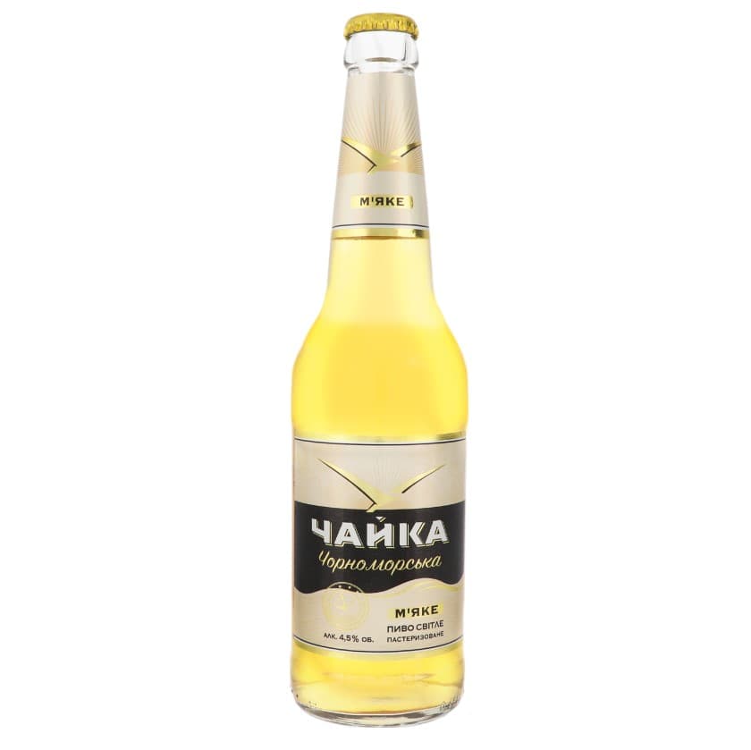 Пиво Чайка Чорноморська, світле, 4,5%, 0,45 л (866177)