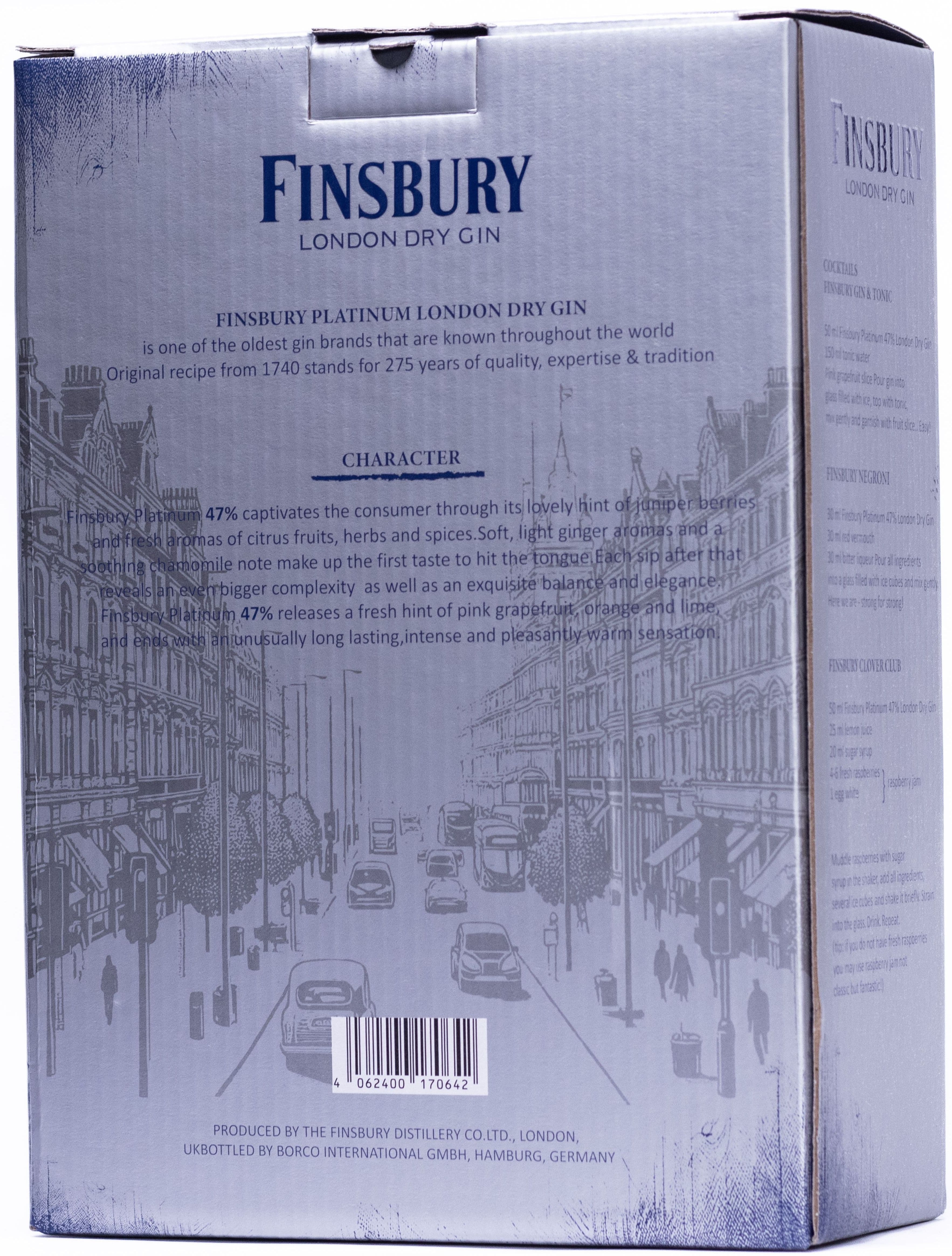 Набір джин Finsbury Platinum 47% 0.7 л + склянка 380 мл