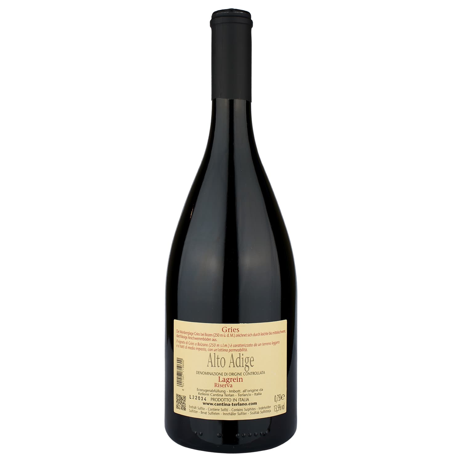 Вино Cantina Terlano Lagrein Gries Riserva, червоне, сухе, 0,75 л (W2122)